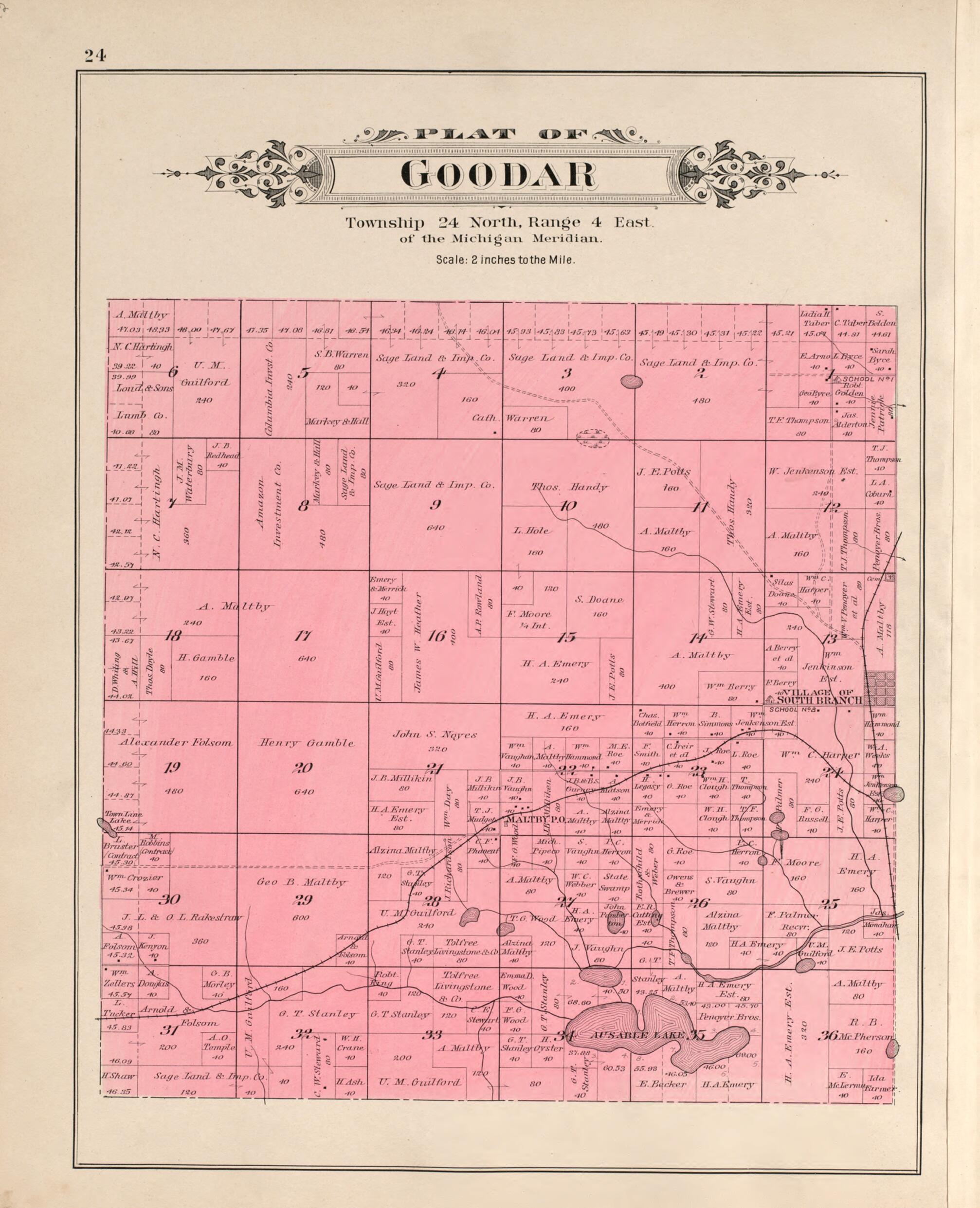 This old map of Foster from Plat Book of Ogemaw County, Michigan from 1903 was created by P.A. & J.W. Myers (Firm) in 1903