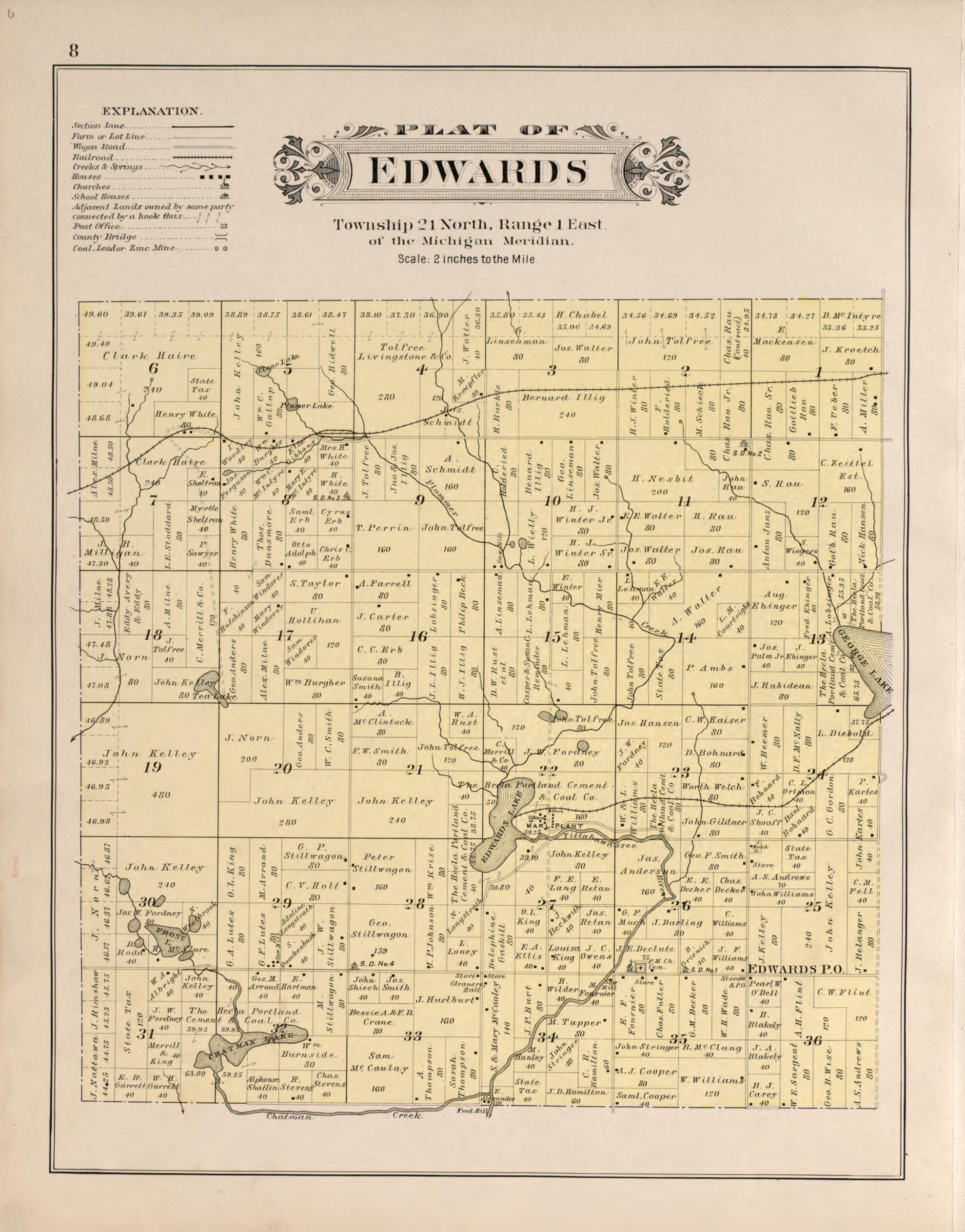 This old map of Edwards from Plat Book of Ogemaw County, Michigan from 1903 was created by P.A. & J.W. Myers (Firm) in 1903