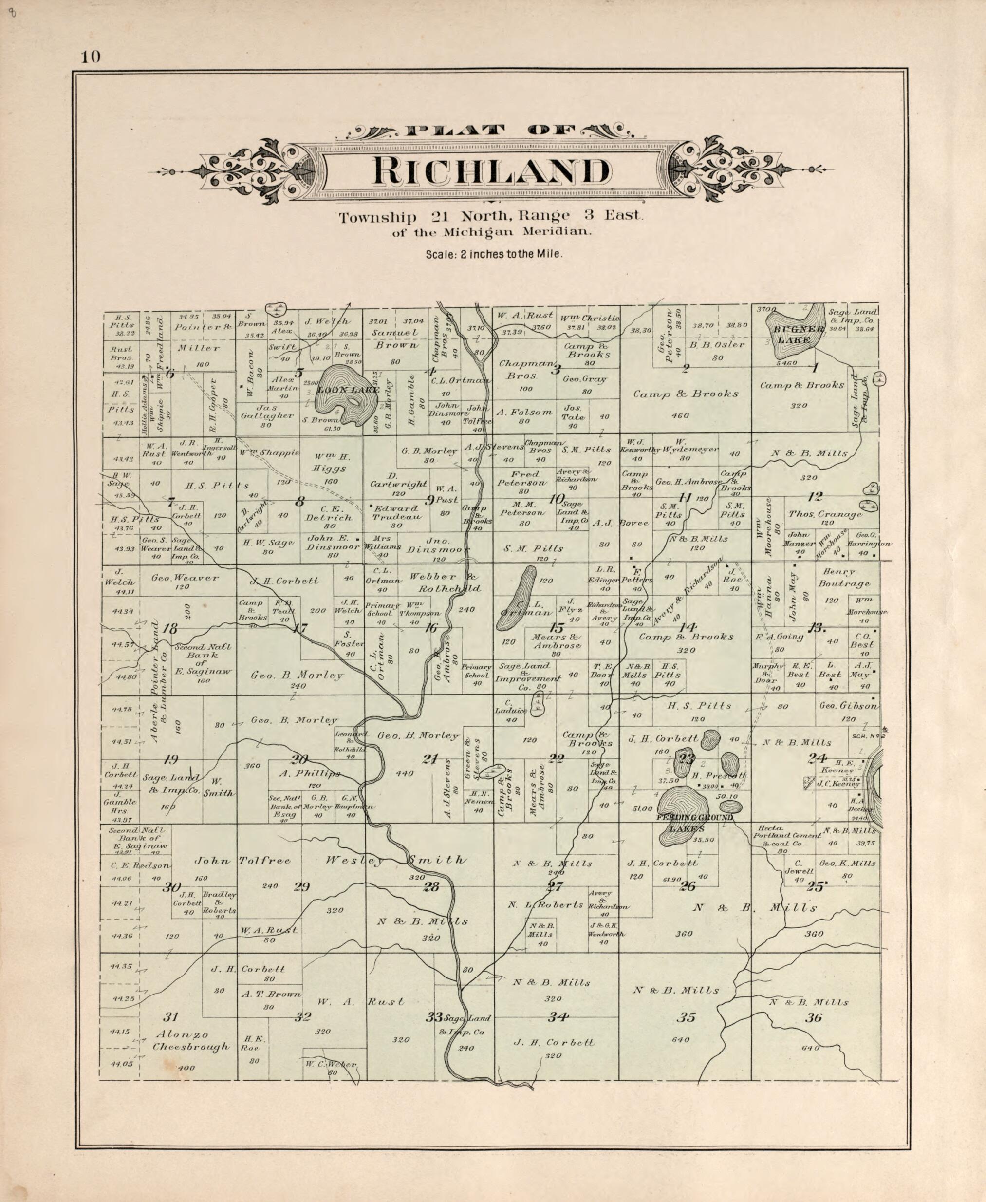 This old map of Richland from Plat Book of Ogemaw County, Michigan from 1903 was created by P.A. & J.W. Myers (Firm) in 1903