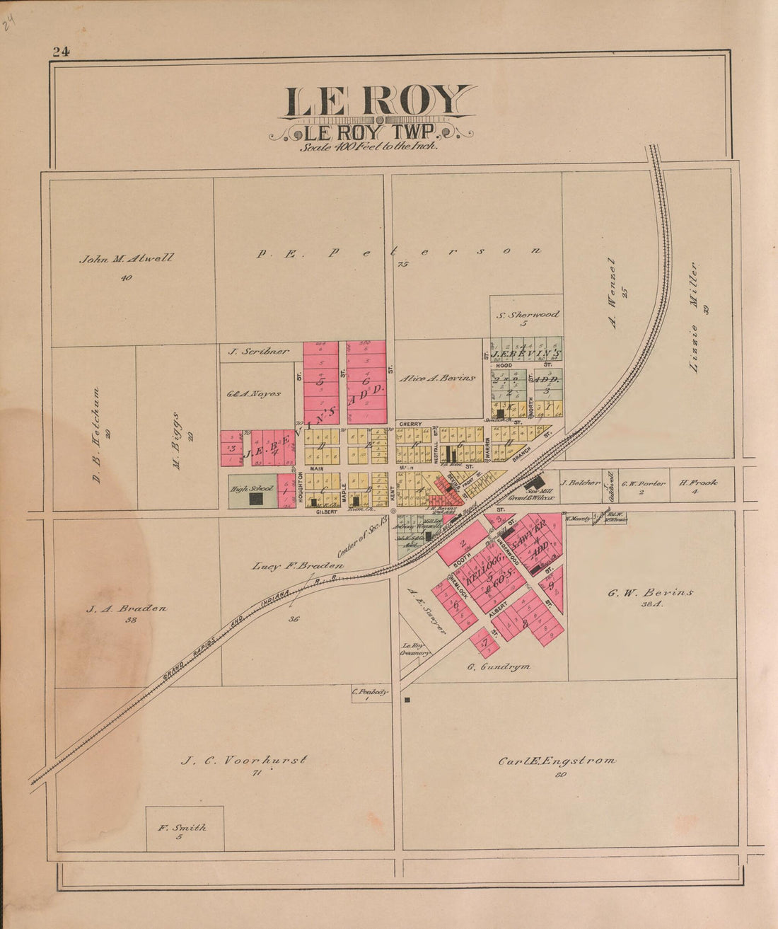 This old map of Le Roy--continued from Plat Book of Osceola County, Michigan from 1900 was created by P.A. & J.W. Myers (Firm) in 1900
