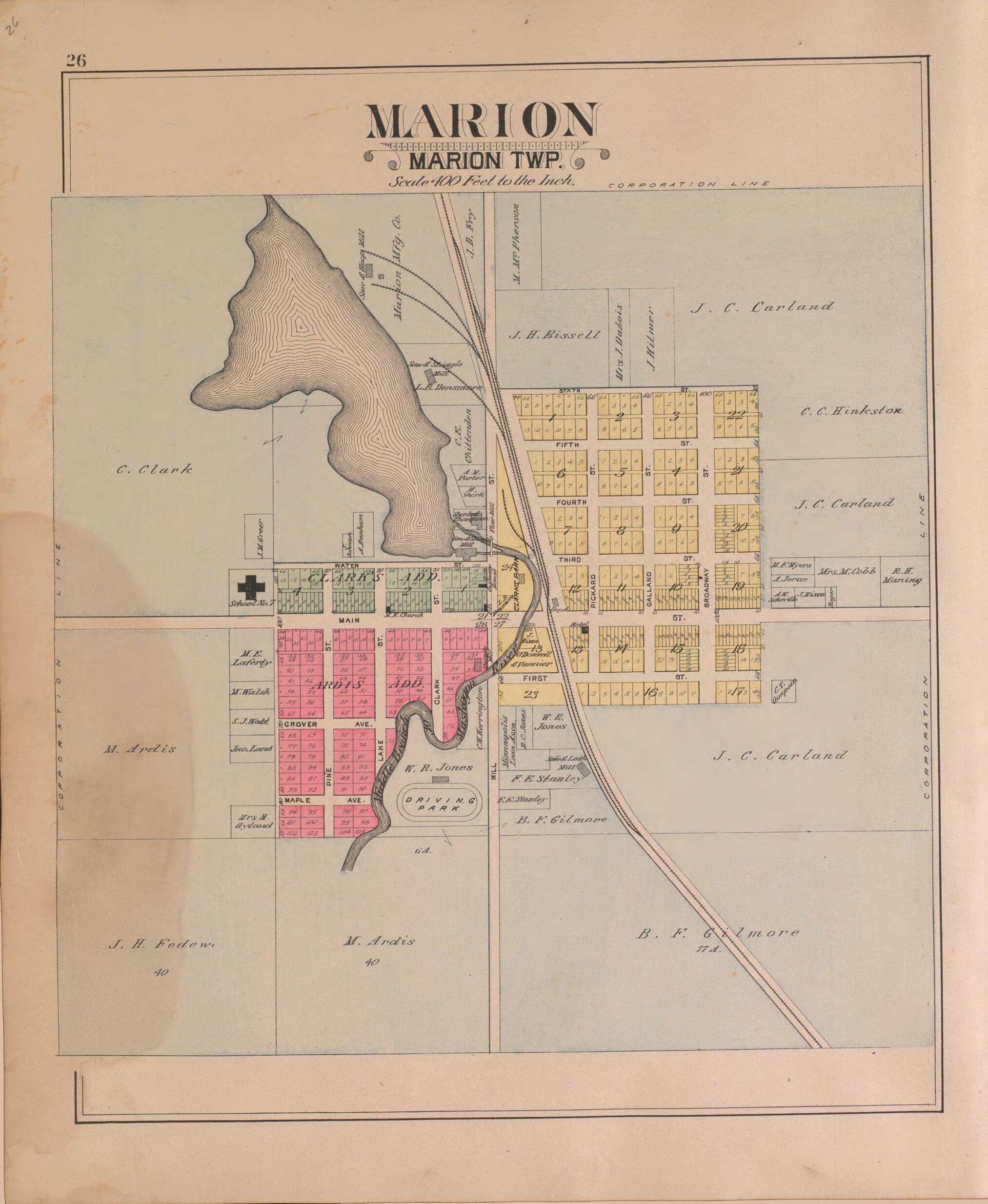This old map of Marion--continued from Plat Book of Osceola County, Michigan from 1900 was created by P.A. & J.W. Myers (Firm) in 1900