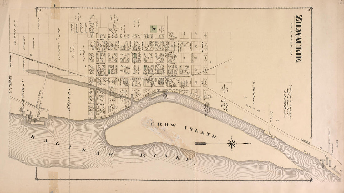 This old map of Zilwaukie Township from Atlas of Saginaw County, Mich from 1877 was created by Louis E. Neumann in 1877