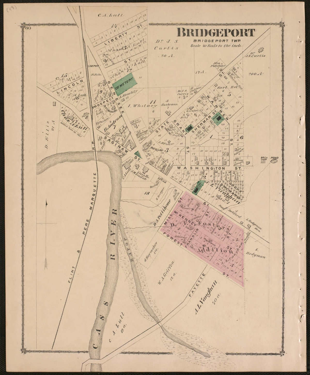 Bridgeport Township from Atlas of Saginaw County, Michigan 1877 by Relic Map Company