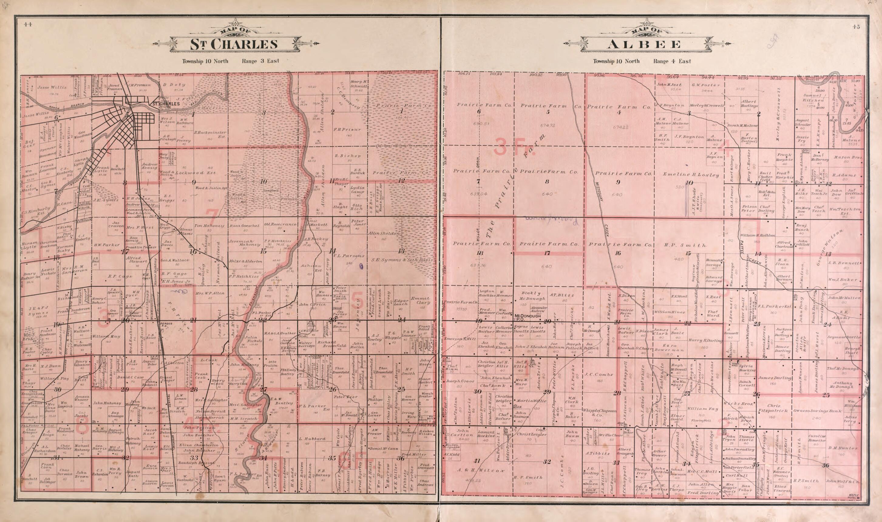 This old map of St. Charles and Albee Townships from the County of Saginaw, Michigan from 1896 was created by Mich.) Imperial Publishing Co. (Saginaw in 1896