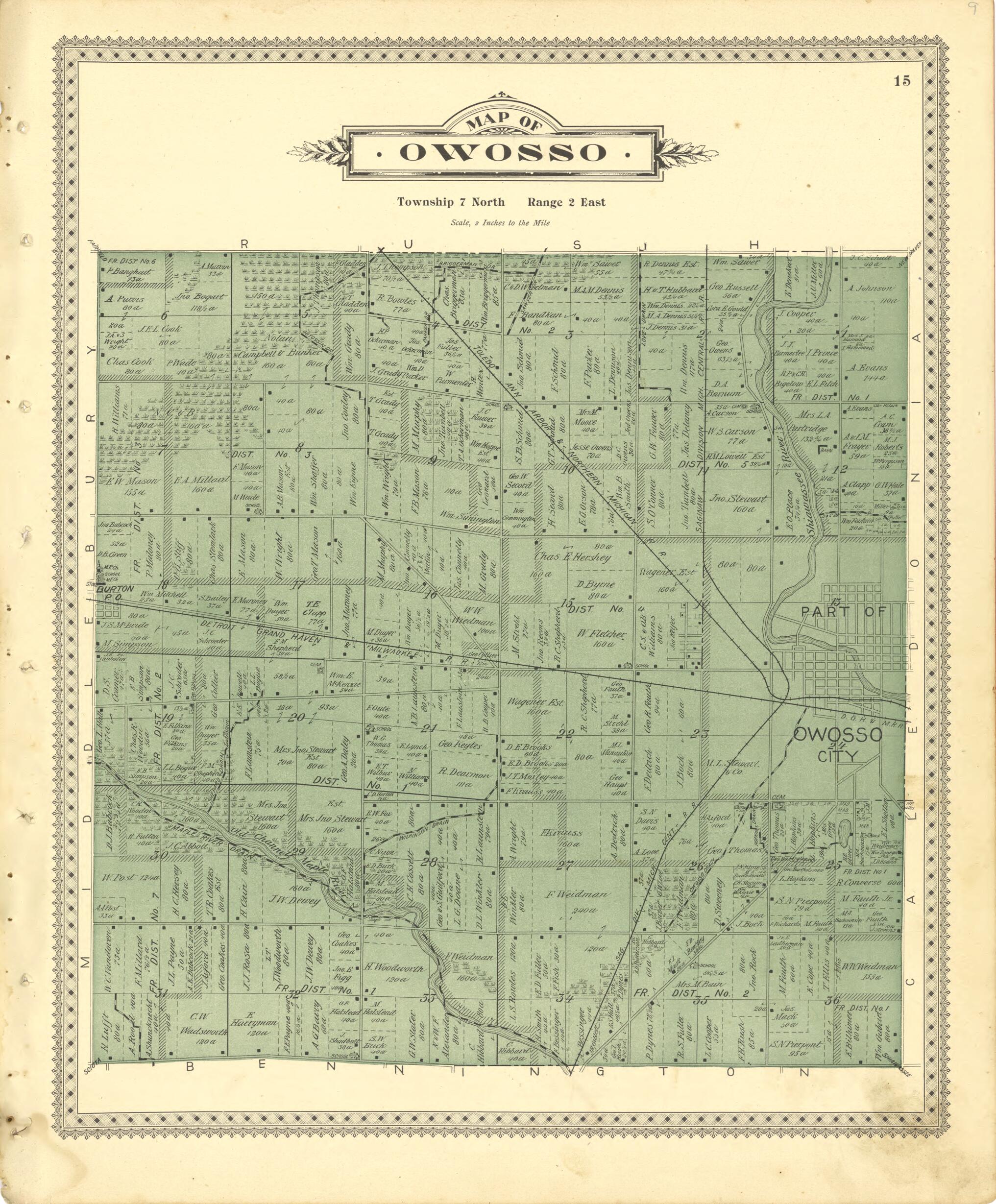 This old map of Map of Owosso from Illustrated Atlas of Shiawassee County, Michigan from 1895 was created by Atlas Publishing Co in 1895