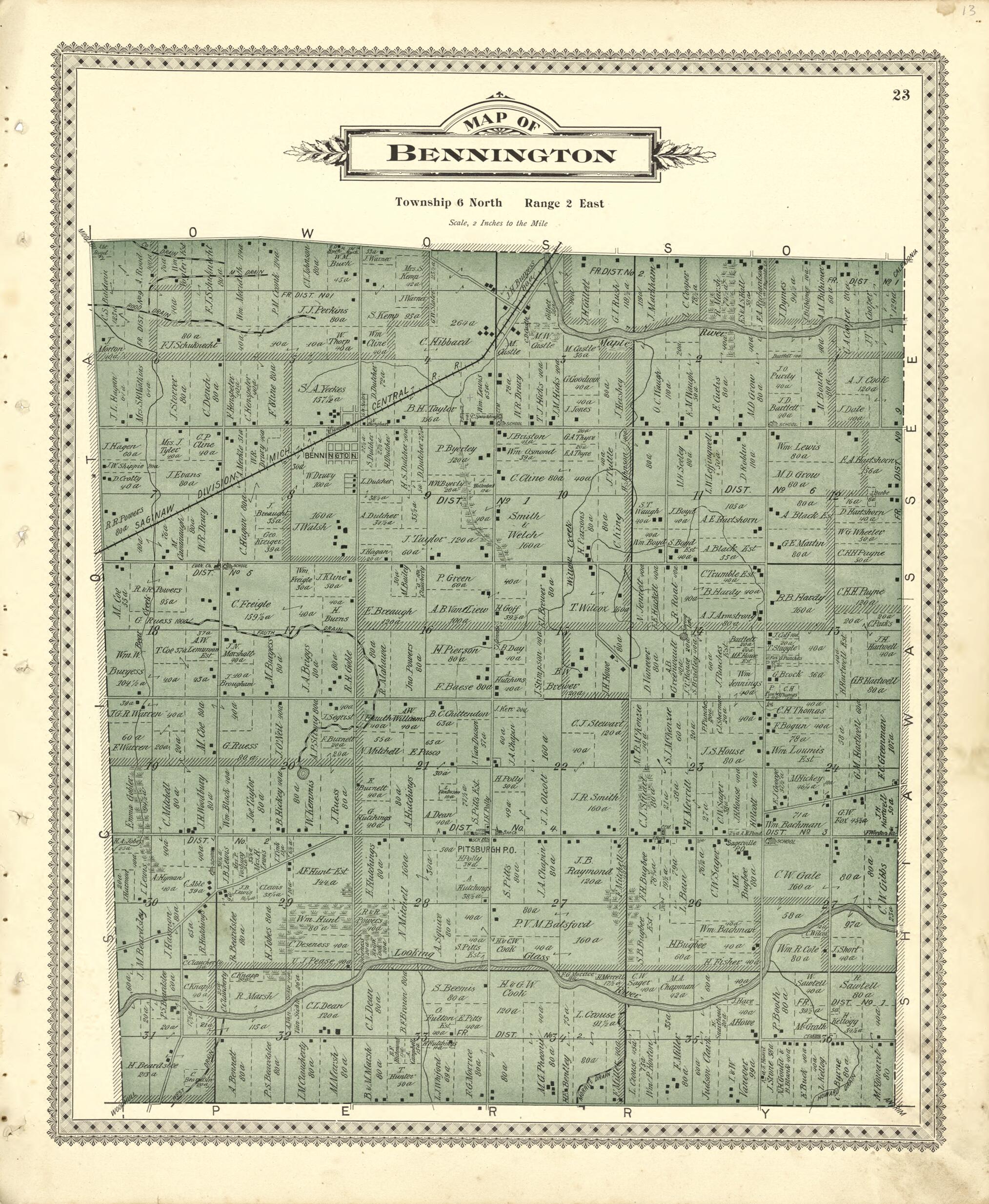 This old map of Map of Bennington from Illustrated Atlas of Shiawassee County, Michigan from 1895 was created by Atlas Publishing Co in 1895
