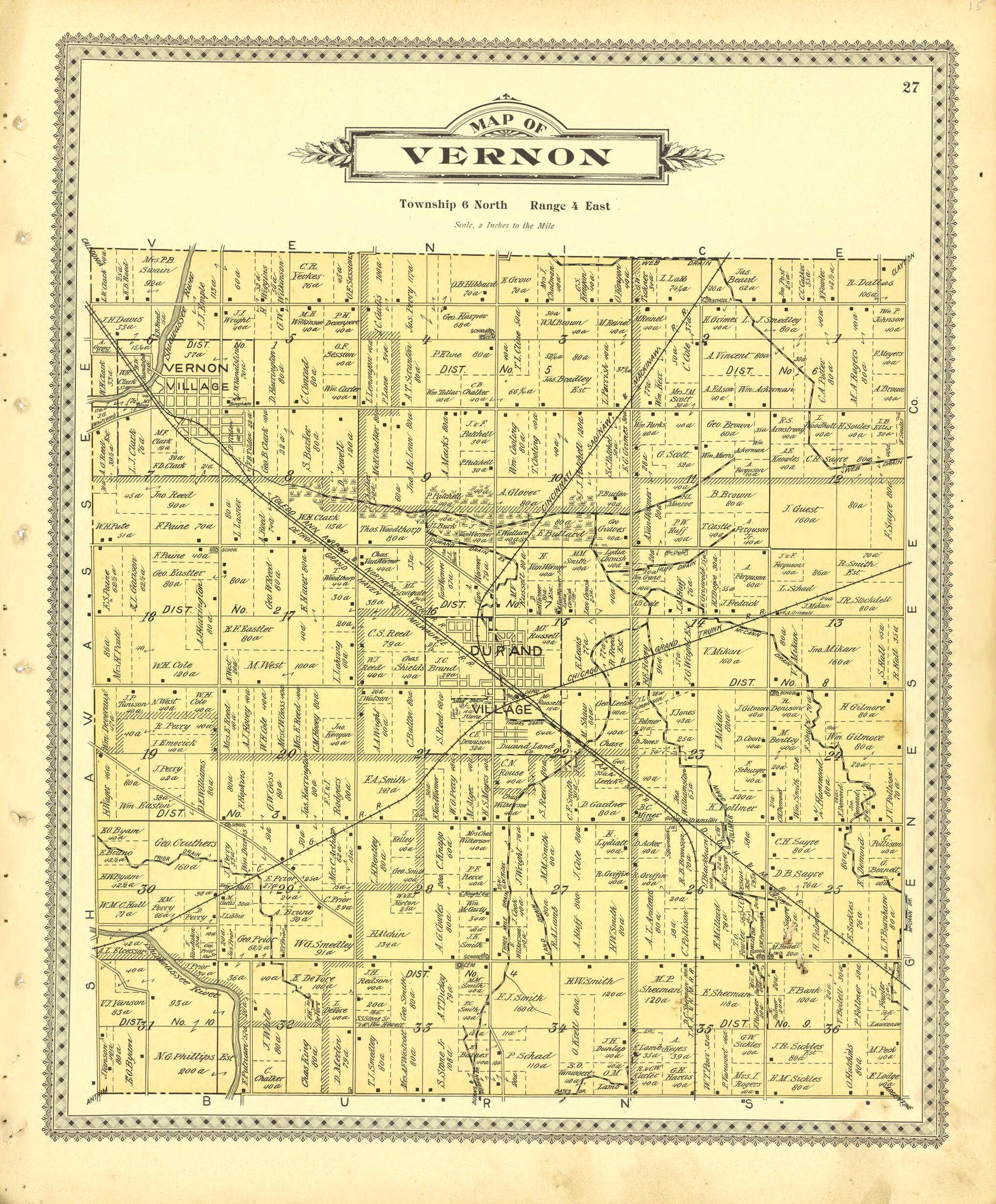This old map of Map of Vernon from Illustrated Atlas of Shiawassee County, Michigan from 1895 was created by Atlas Publishing Co in 1895