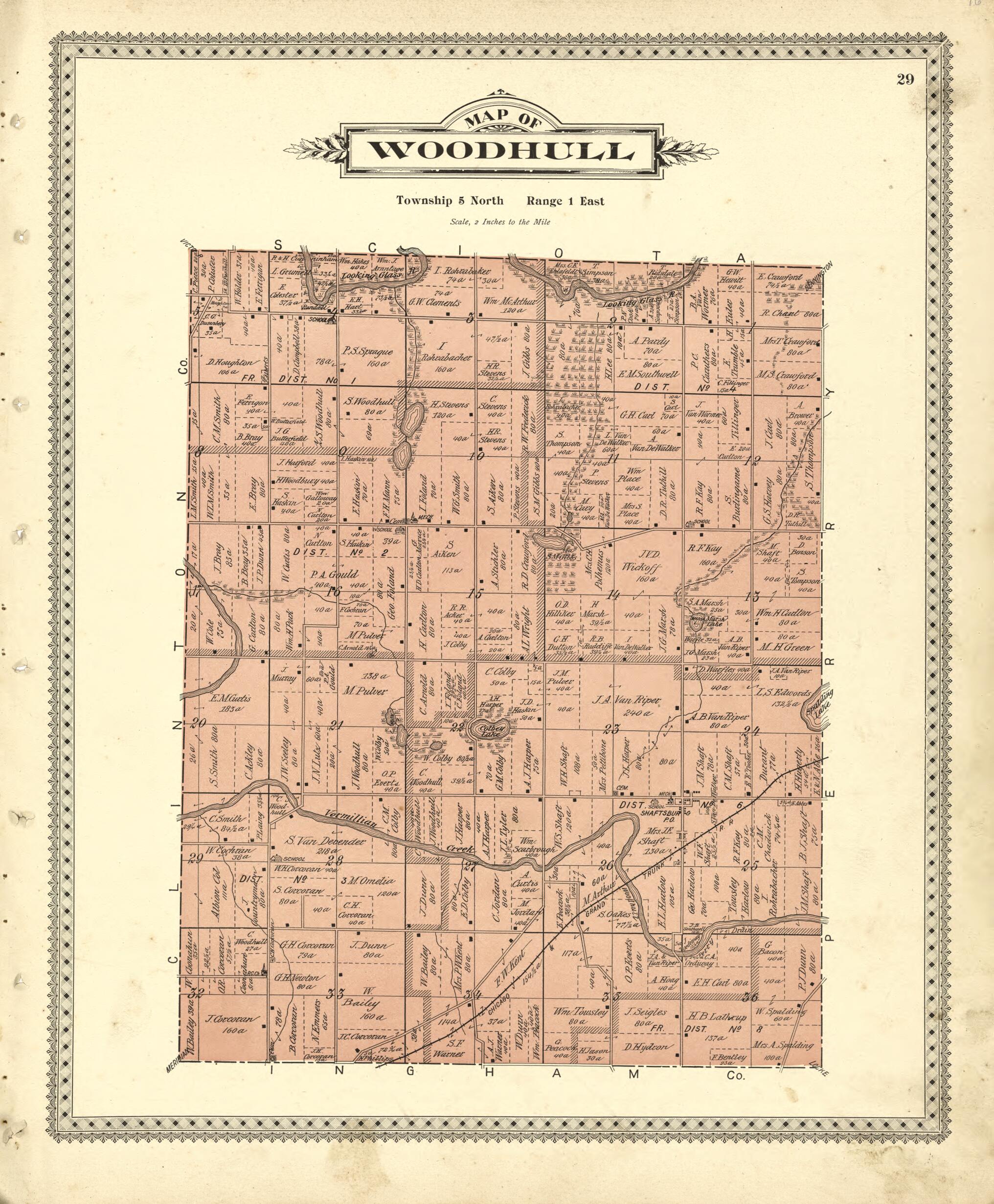 This old map of Map of Woodhull from Illustrated Atlas of Shiawassee County, Michigan from 1895 was created by Atlas Publishing Co in 1895