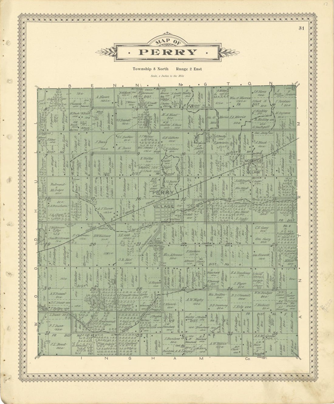 This old map of Map of Perry from Illustrated Atlas of Shiawassee County, Michigan from 1895 was created by Atlas Publishing Co in 1895