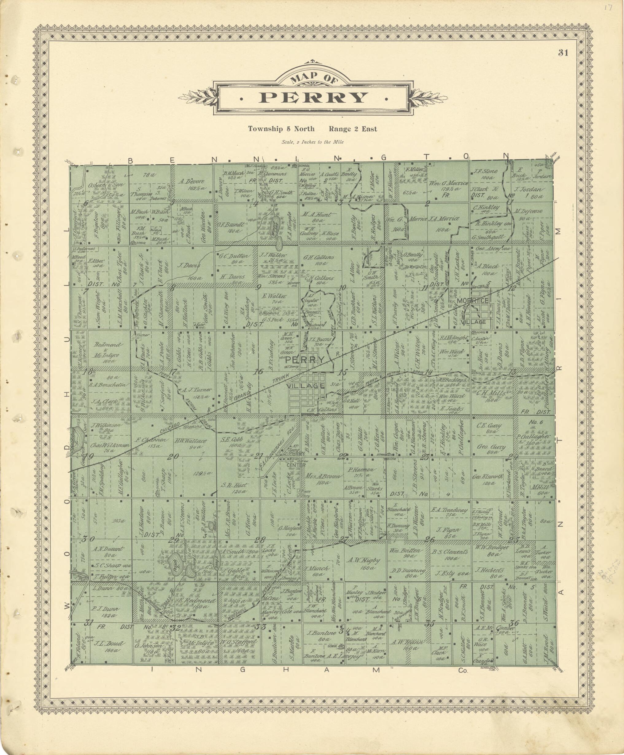 This old map of Map of Perry from Illustrated Atlas of Shiawassee County, Michigan from 1895 was created by Atlas Publishing Co in 1895