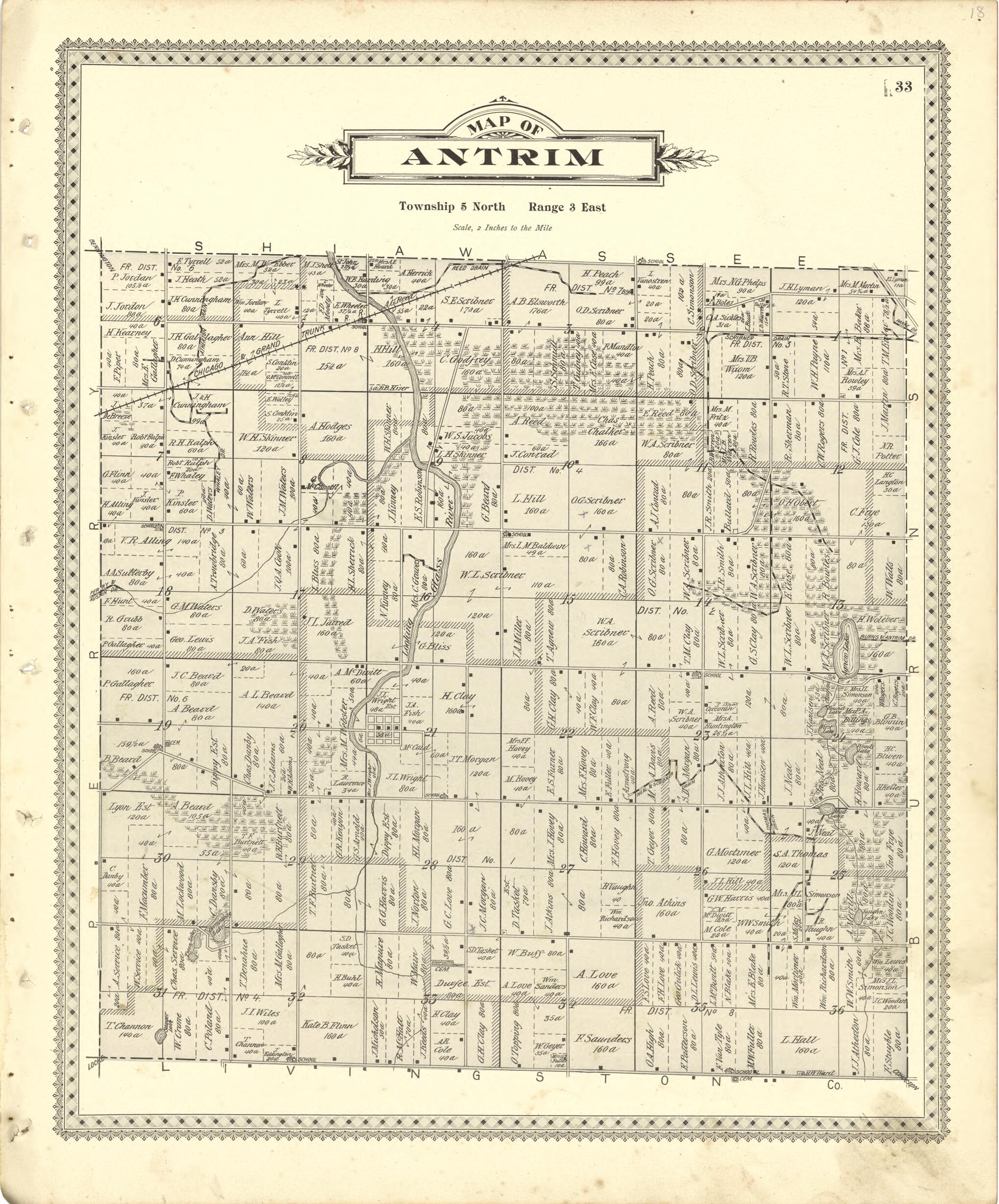 This old map of Map of Antrim from Illustrated Atlas of Shiawassee County, Michigan from 1895 was created by Atlas Publishing Co in 1895