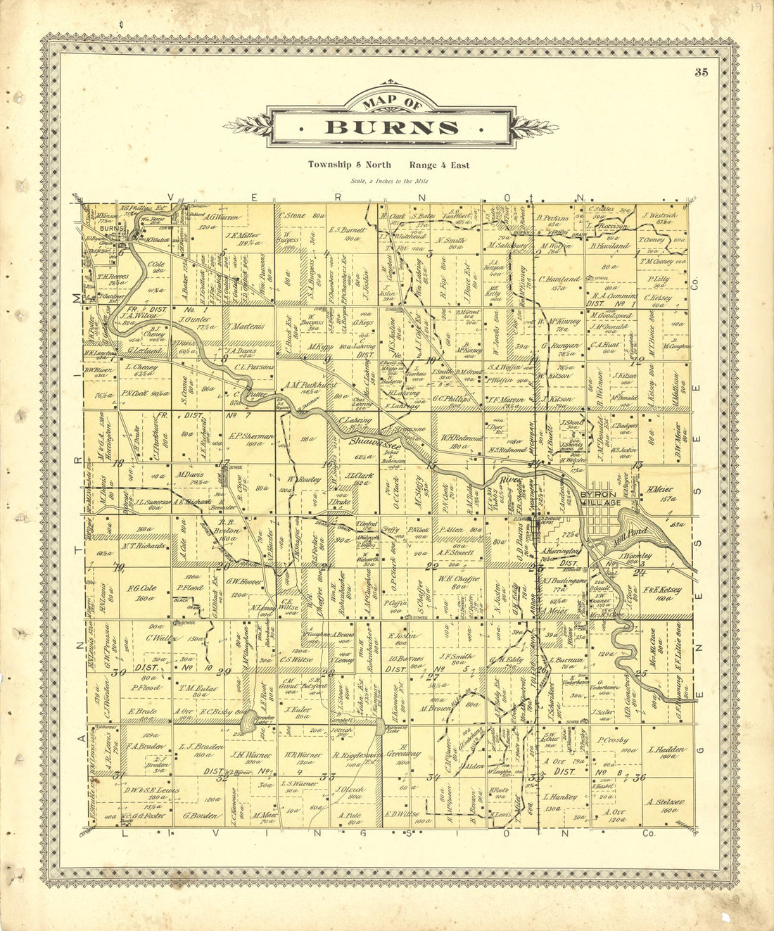This old map of Map of Burns from Illustrated Atlas of Shiawassee County, Michigan from 1895 was created by Atlas Publishing Co in 1895