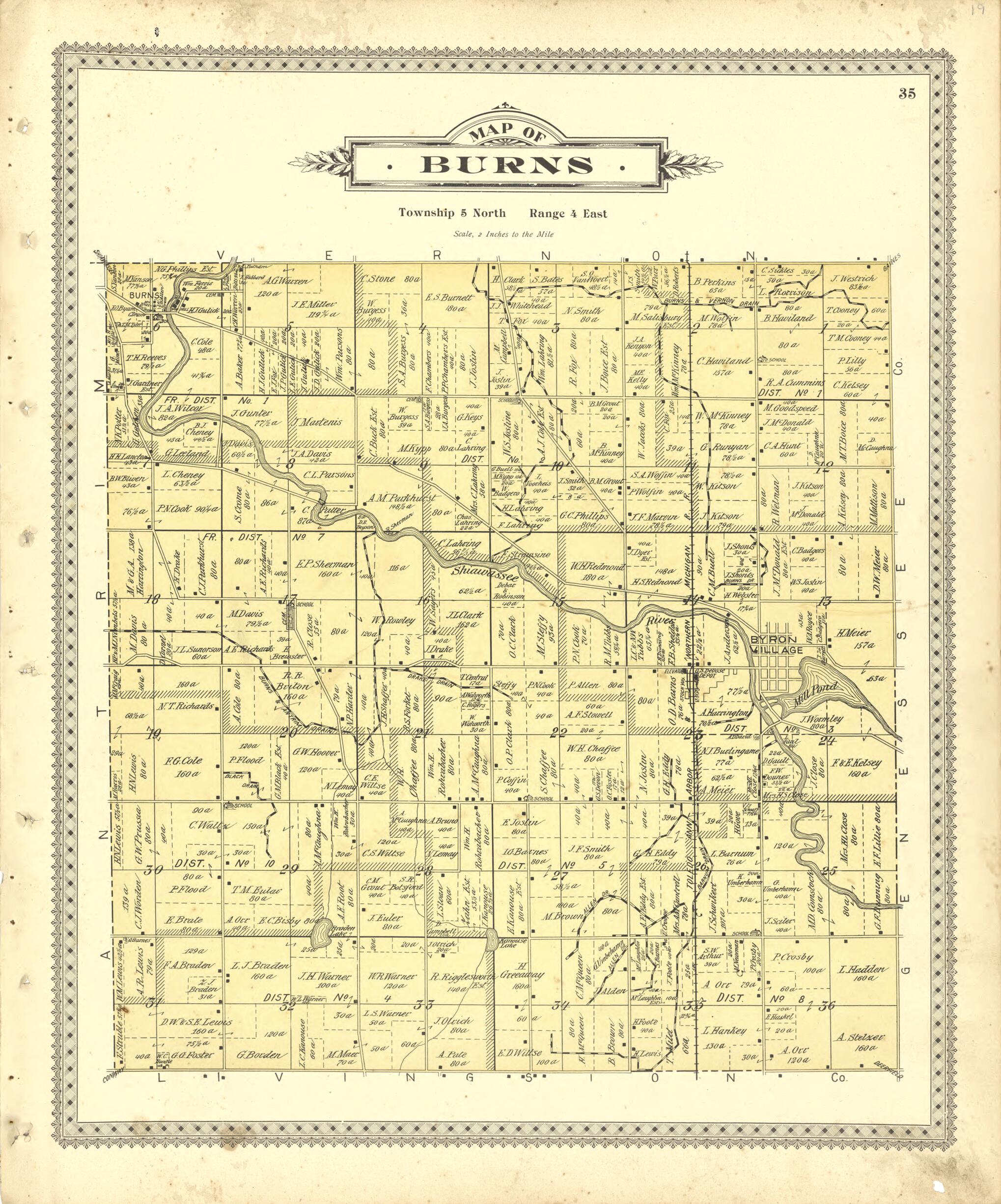 This old map of Map of Burns from Illustrated Atlas of Shiawassee County, Michigan from 1895 was created by Atlas Publishing Co in 1895
