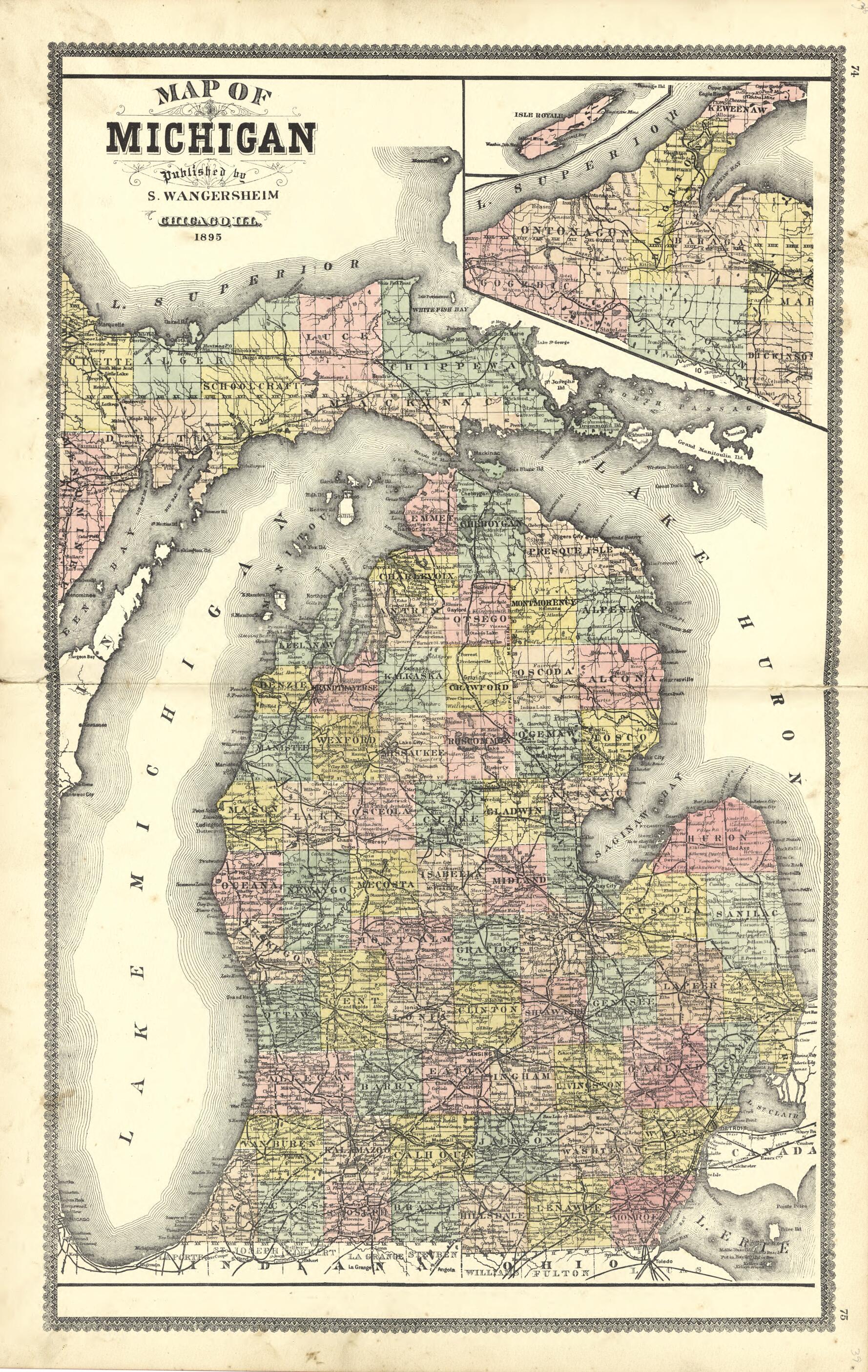 This old map of Map of Michigan from Illustrated Atlas of Shiawassee County, Michigan from 1895 was created by Atlas Publishing Co in 1895