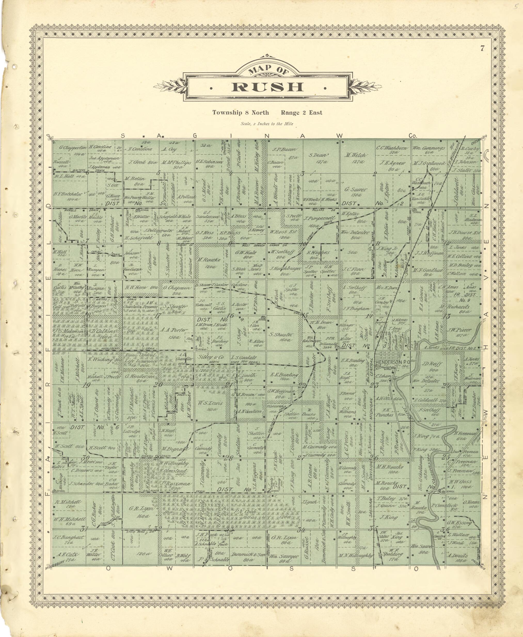 This old map of Map of Rush from Illustrated Atlas of Shiawassee County, Michigan from 1895 was created by Atlas Publishing Co in 1895