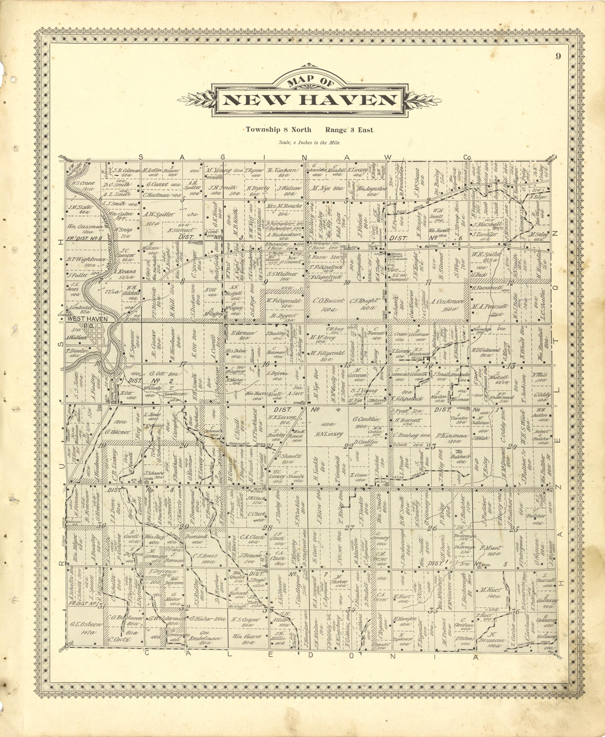 This old map of Map of New Haven from Illustrated Atlas of Shiawassee County, Michigan from 1895 was created by Atlas Publishing Co in 1895