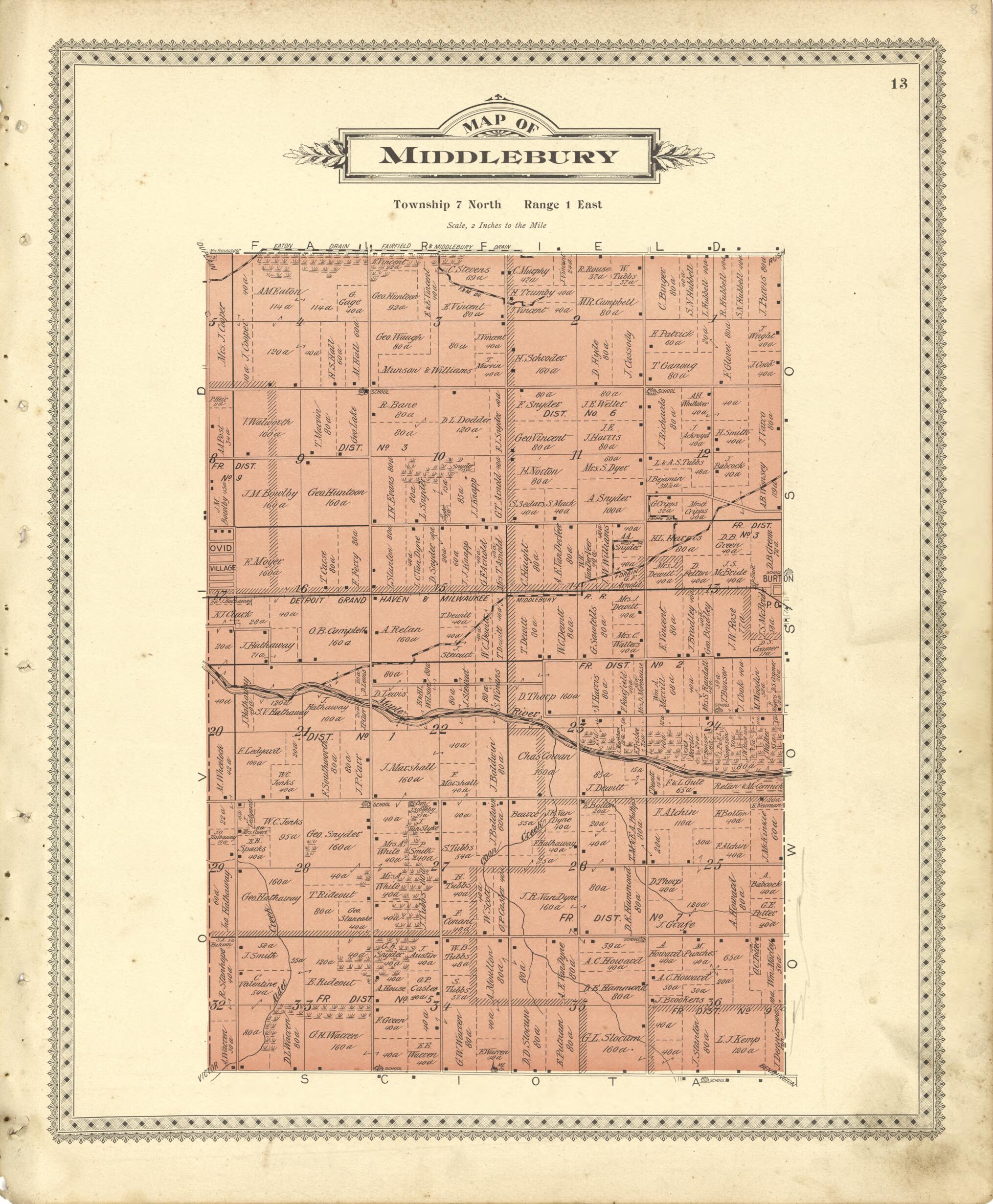 This old map of Map of Middlebury from Illustrated Atlas of Shiawassee County, Michigan from 1895 was created by Atlas Publishing Co in 1895