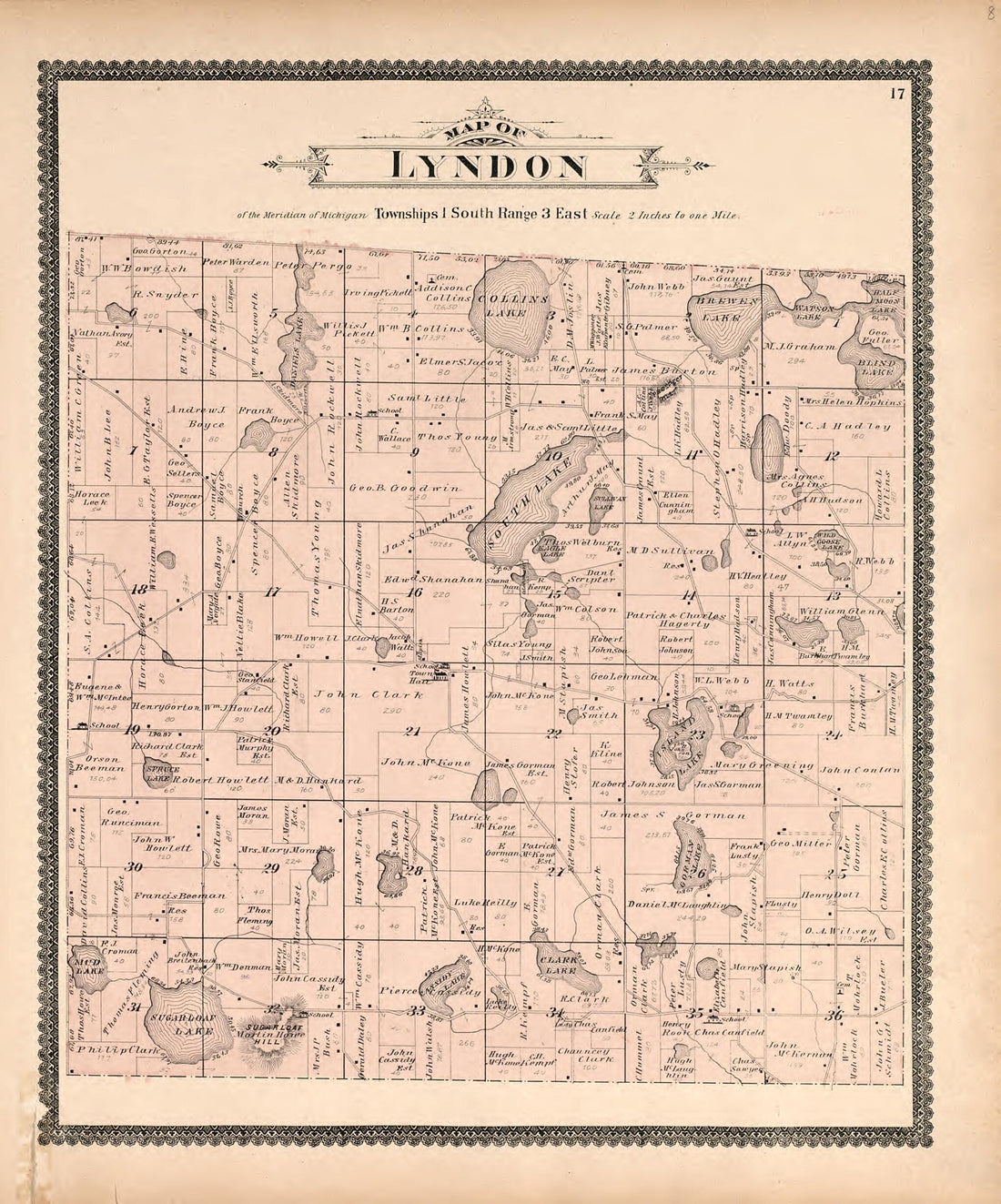 This old map of Map of Lyndon from Standard Atlas of Washtenaw County, Michigan from 1895 was created by Geo. A. Ogle & Co in 1895
