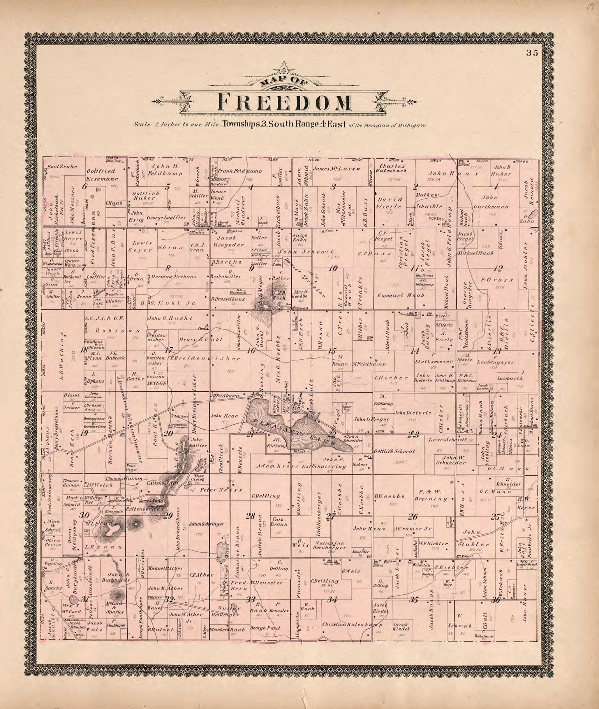 This old map of Map of Freedom from Standard Atlas of Washtenaw County, Michigan from 1895 was created by Geo. A. Ogle & Co in 1895