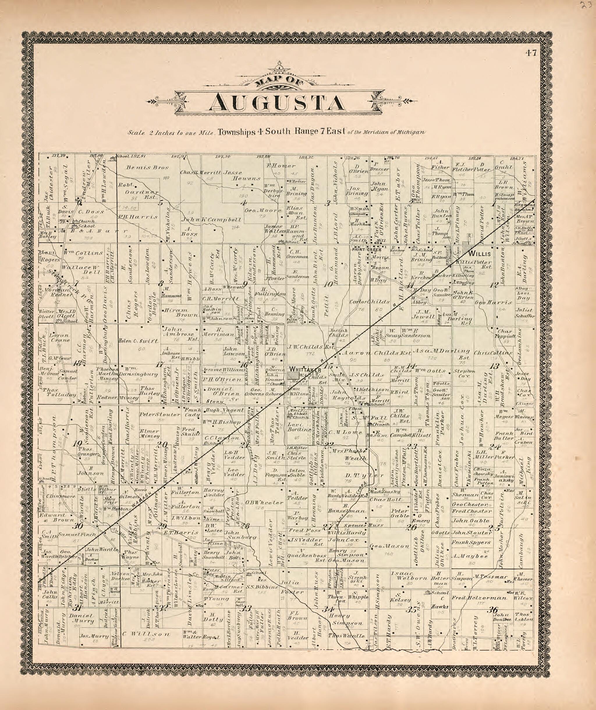 This old map of Map of Augusta from Standard Atlas of Washtenaw County, Michigan from 1895 was created by Geo. A. Ogle & Co in 1895