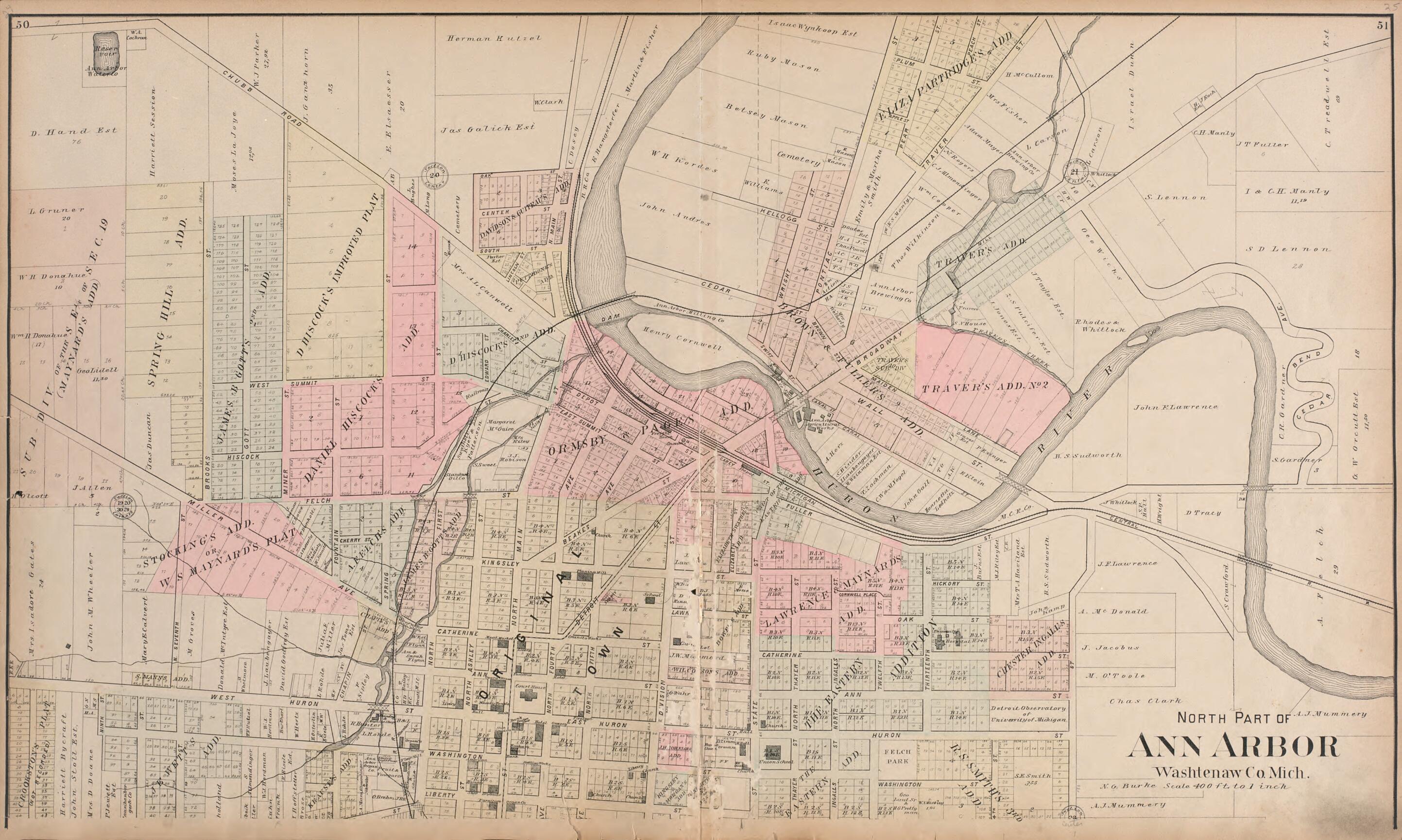 This old map of North Part of Ann Arbor, Washtenaw Co., Michigan from Standard Atlas of Washtenaw County, Michigan from 1895 was created by Geo. A. Ogle & Co in 1895