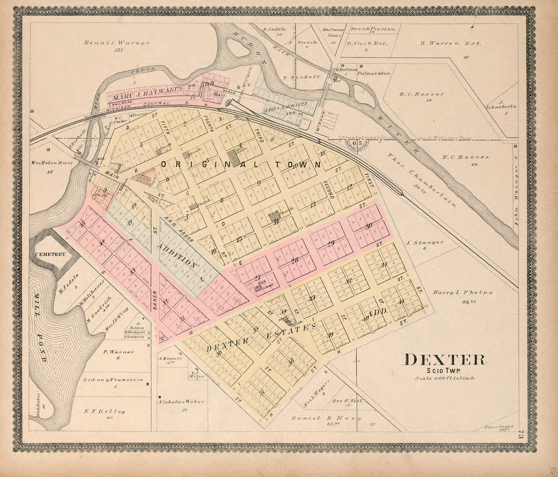This old map of Dexter from Standard Atlas of Washtenaw County, Michigan from 1895 was created by Geo. A. Ogle & Co in 1895