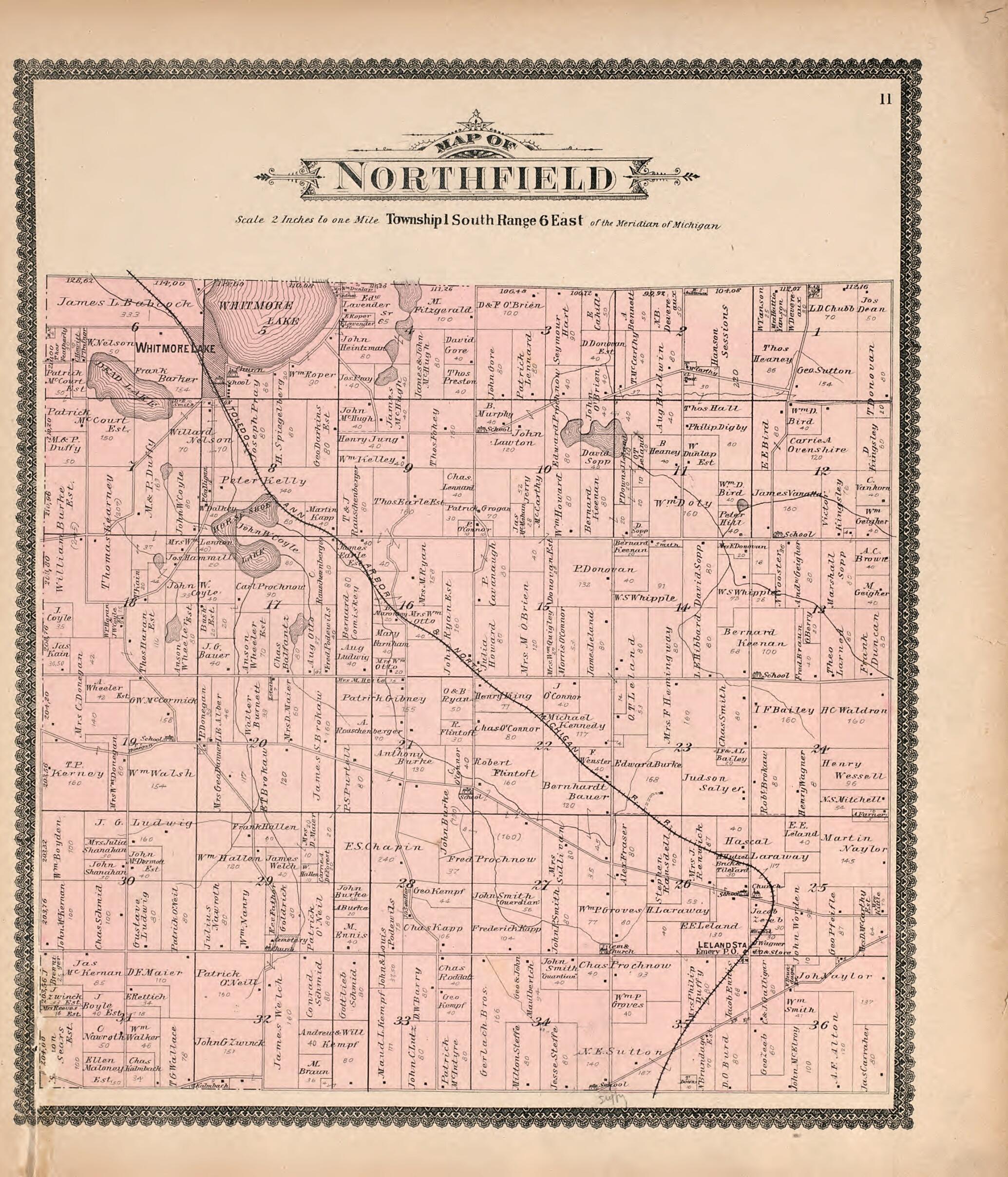 This old map of Map of Northfield from Standard Atlas of Washtenaw County, Michigan from 1895 was created by Geo. A. Ogle & Co in 1895