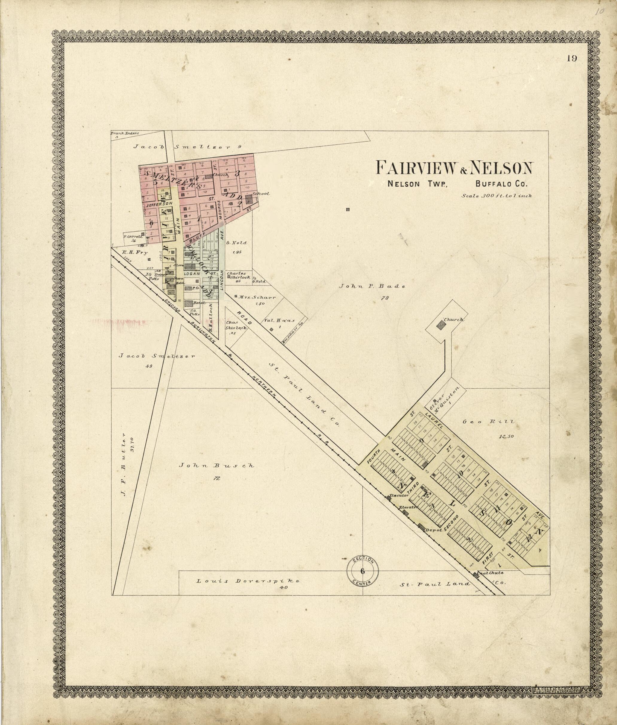 This old map of Fairview & Nelson - Nelson Twp. - Buffalo Co. from Standard Atlas of Buffalo and Pepin Counties, Wisconsin from 1896 was created by Geo. A. Ogle & Co in 1896