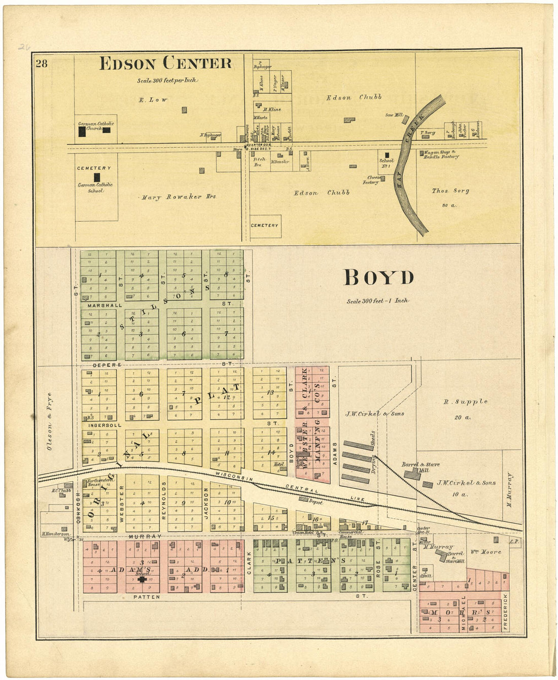 This old map of Edson Center; Boyd from Plat Book of Chippewa County, Wisconsin from 1888 was created by C. M. (Charles M.) Foote in 1888