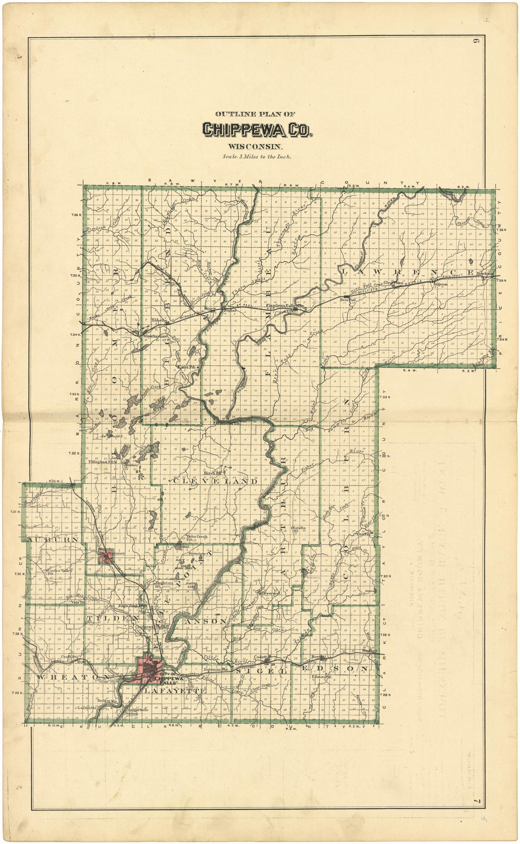 This old map of Outline Plan of Chippewa County, Wisconsin from Plat Book of Chippewa County, Wisconsin from 1888 was created by C. M. (Charles M.) Foote in 1888