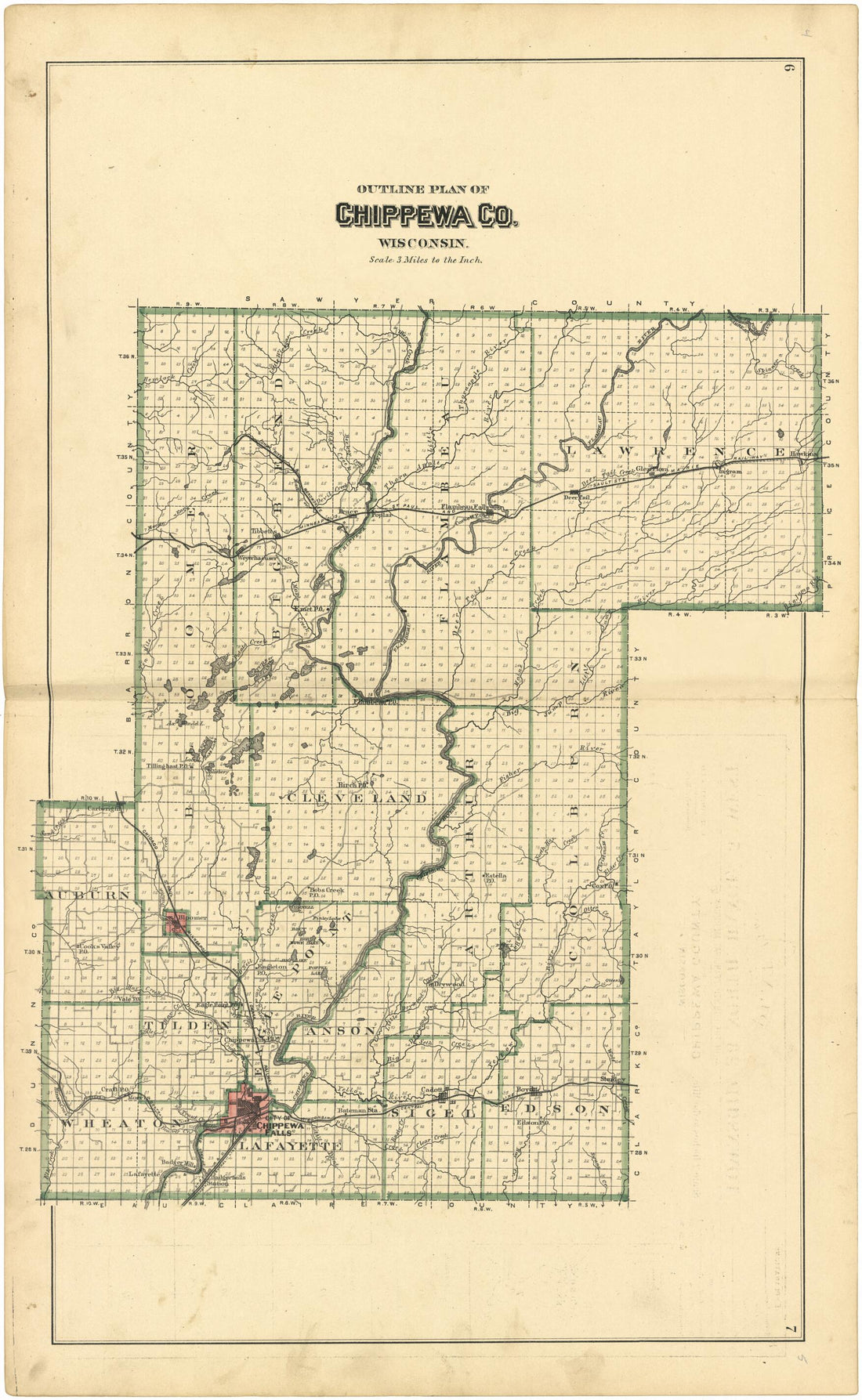 This old map of Outline Plan of Chippewa County, Wisconsin from Plat Book of Chippewa County, Wisconsin from 1888 was created by C. M. (Charles M.) Foote in 1888