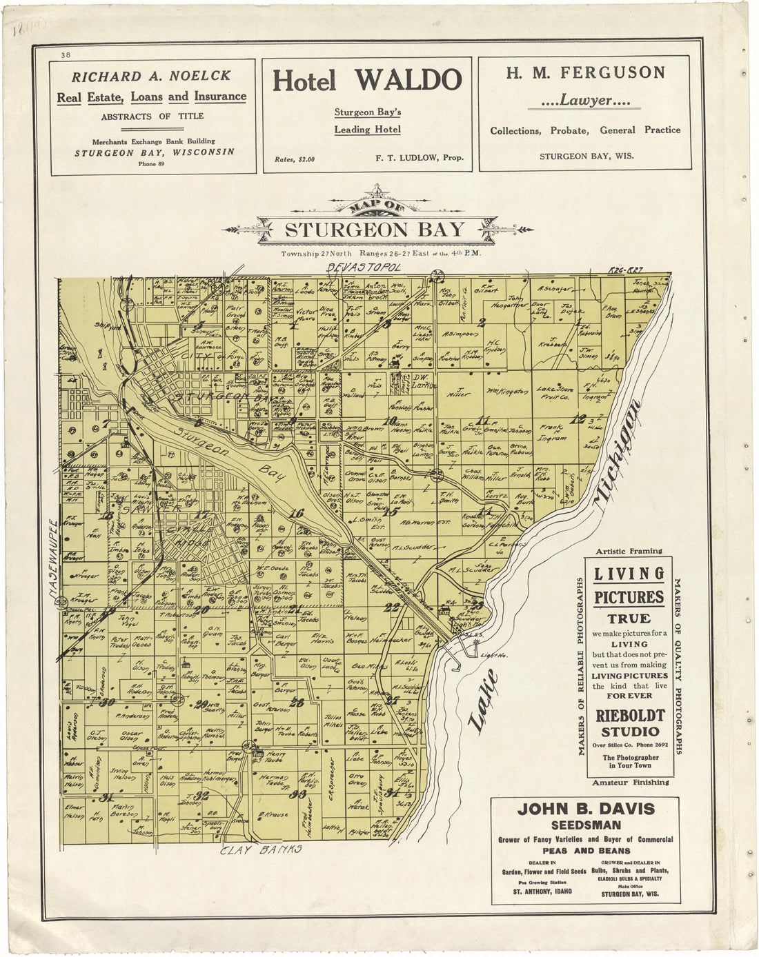 This old map of Map of Sturgeon Bay from Atlas of Door County, Wisconsin from 1914 was created by Otto Nelson in 1914