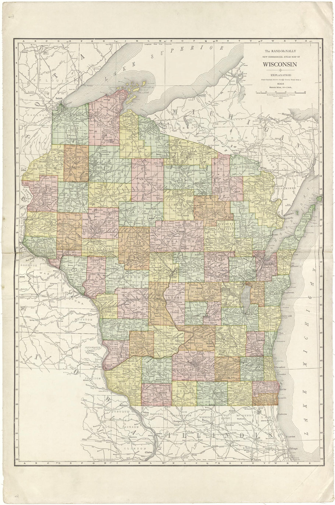 This old map of Wisconsin from Atlas of Door County, Wisconsin from 1914 was created by Otto Nelson in 1914