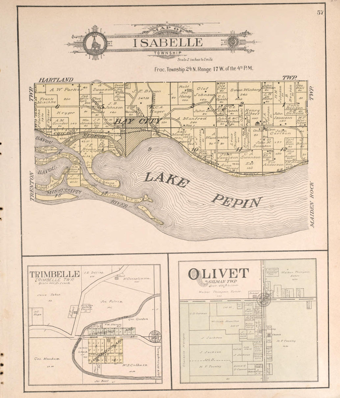 This old map of Isabelle from Standard Atlas of Pierce County, Wisconsin from 1908 was created by Geo. A. Ogle & Co in 1908