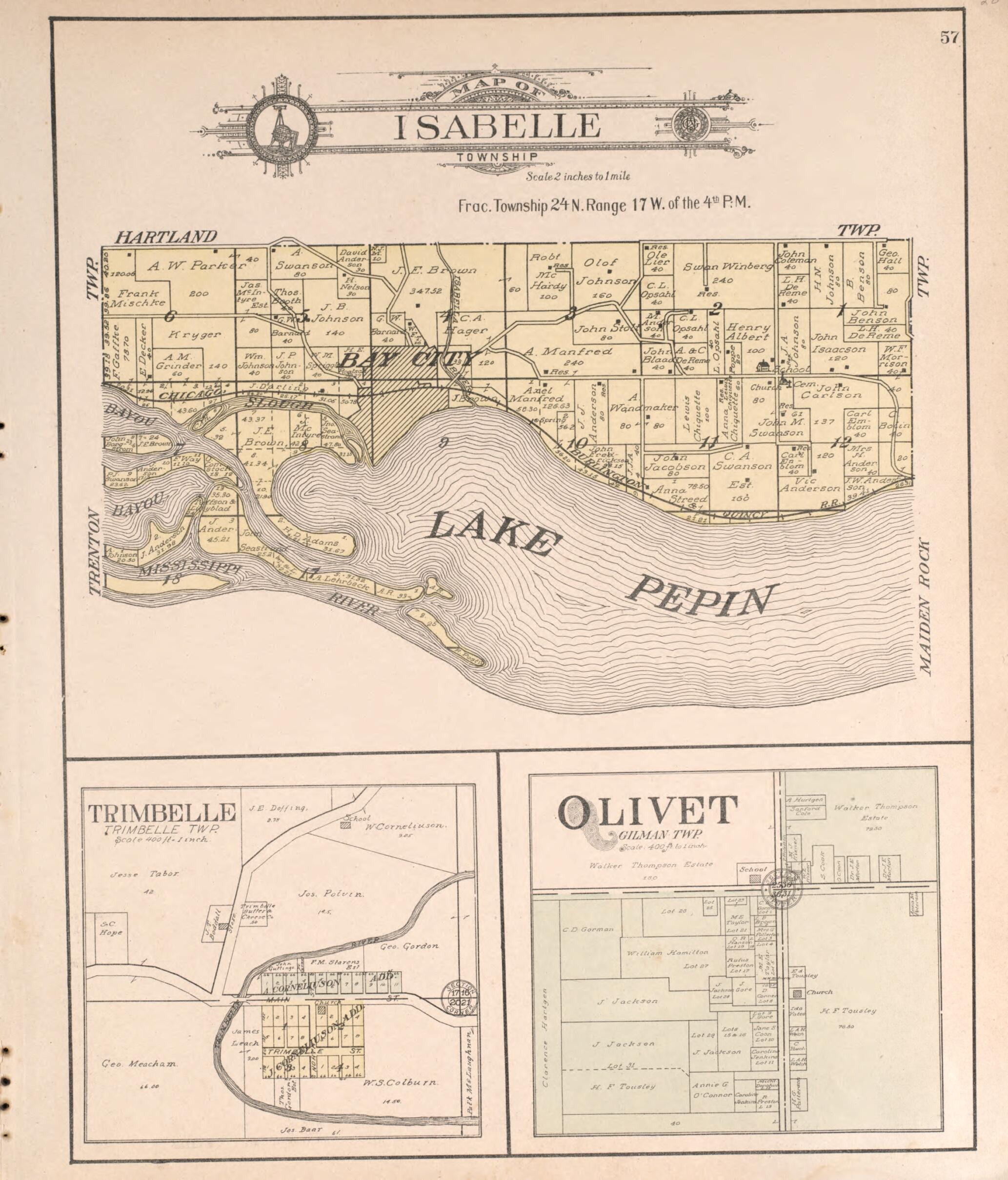 This old map of Isabelle from Standard Atlas of Pierce County, Wisconsin from 1908 was created by Geo. A. Ogle & Co in 1908