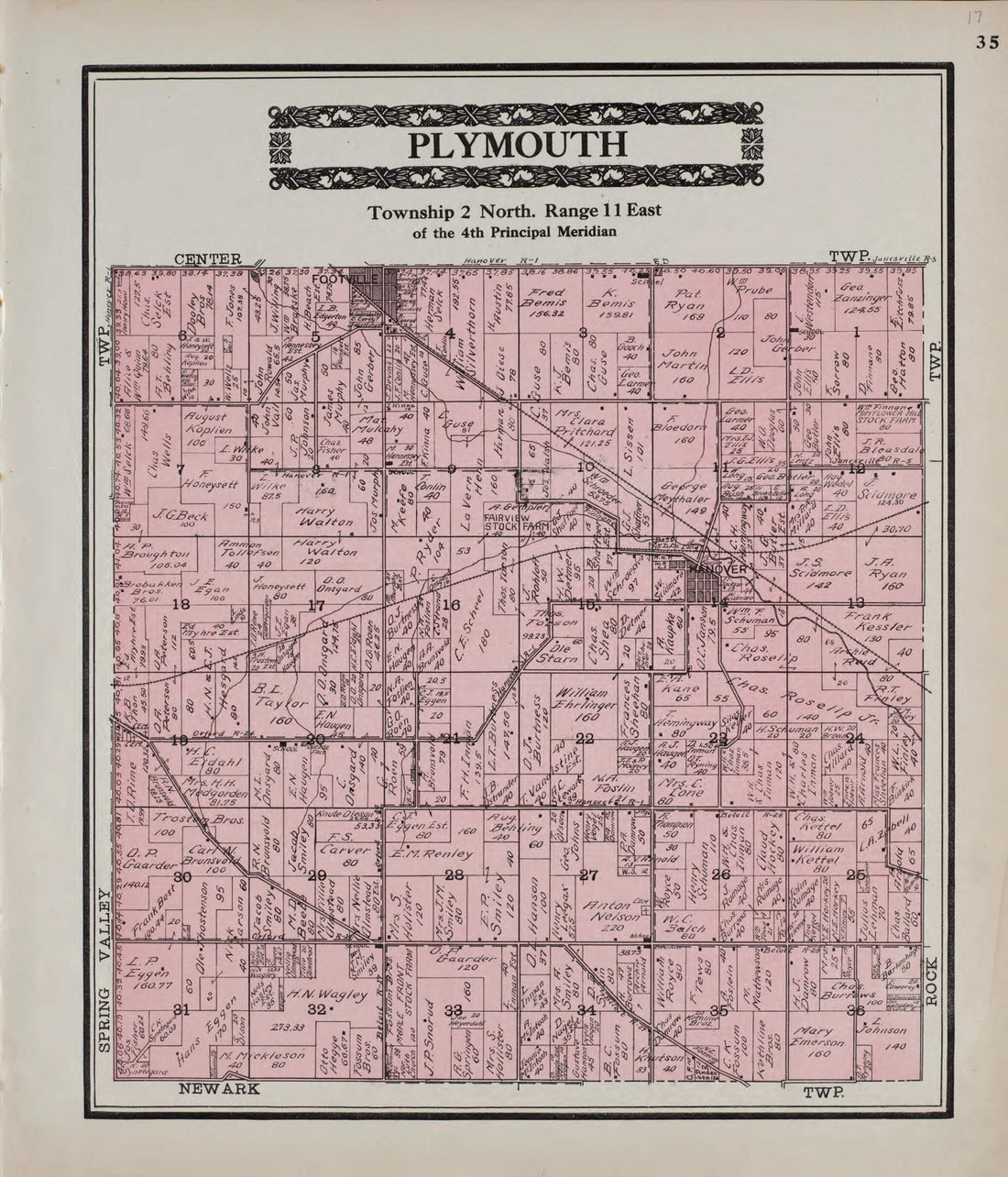 This old map of Plymouth from Standard Atlas of Rock County, Wisconsin from 1917 was created by Hennessey & Co in 1917