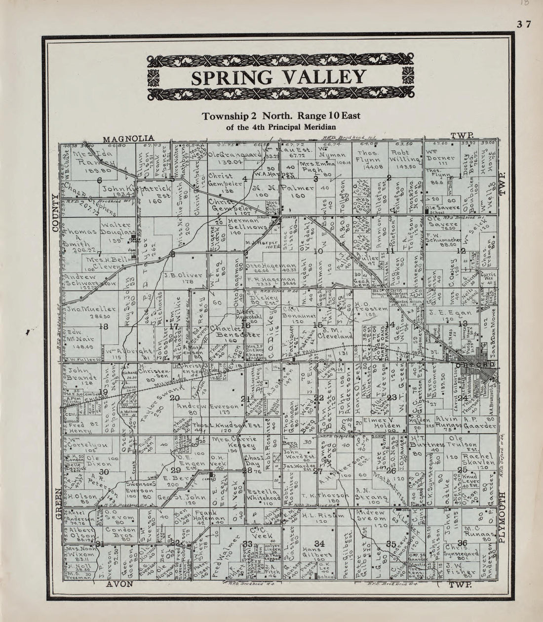 This old map of Spring Valley from Standard Atlas of Rock County, Wisconsin from 1917 was created by Hennessey & Co in 1917