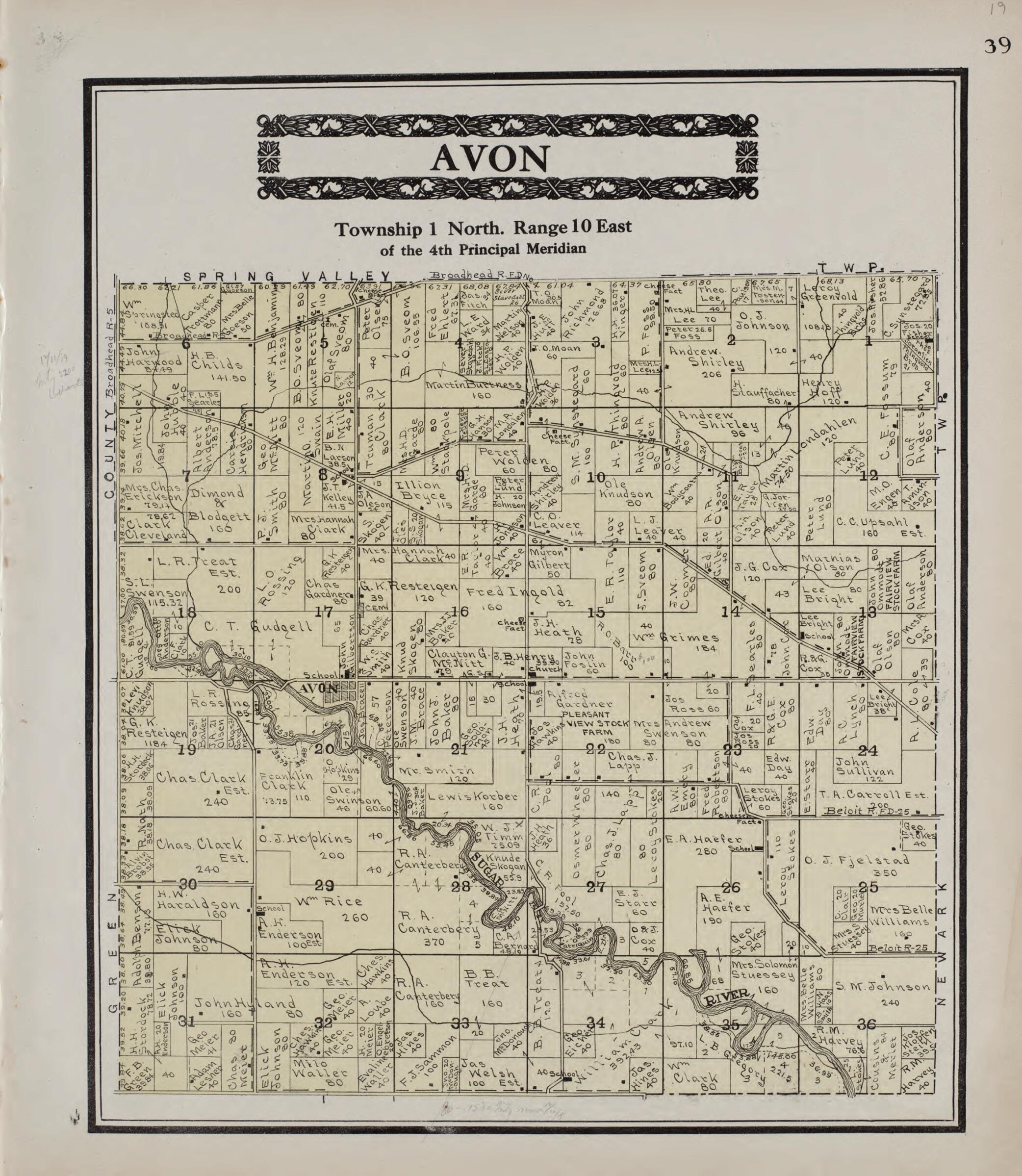 This old map of Avon from Standard Atlas of Rock County, Wisconsin from 1917 was created by Hennessey & Co in 1917
