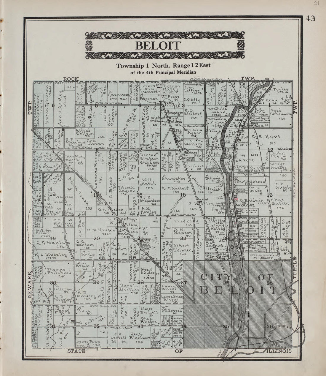 This old map of Beloit from Standard Atlas of Rock County, Wisconsin from 1917 was created by Hennessey & Co in 1917