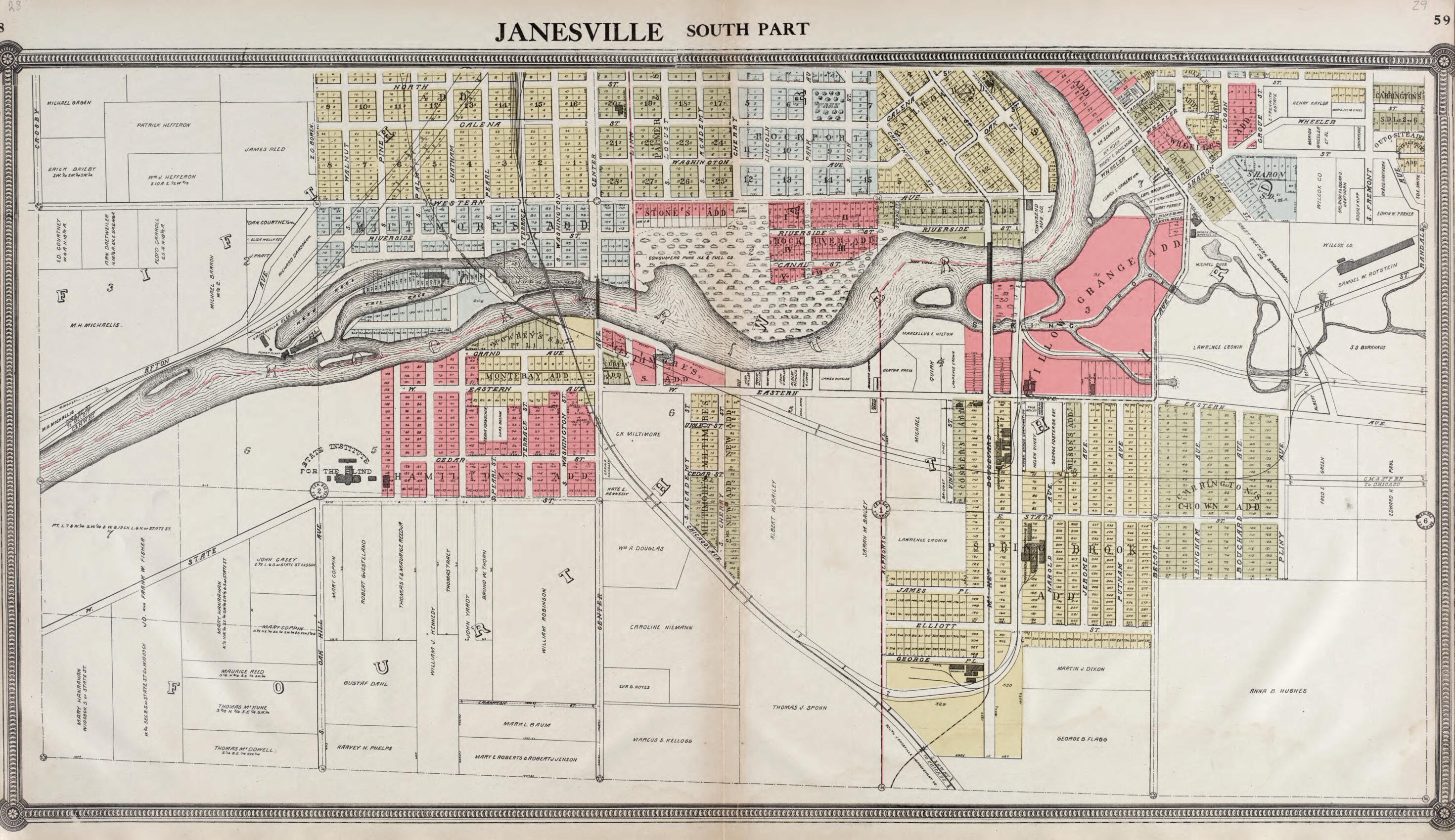 This old map of Janesville - South Part from Standard Atlas of Rock County, Wisconsin from 1917 was created by Hennessey & Co in 1917