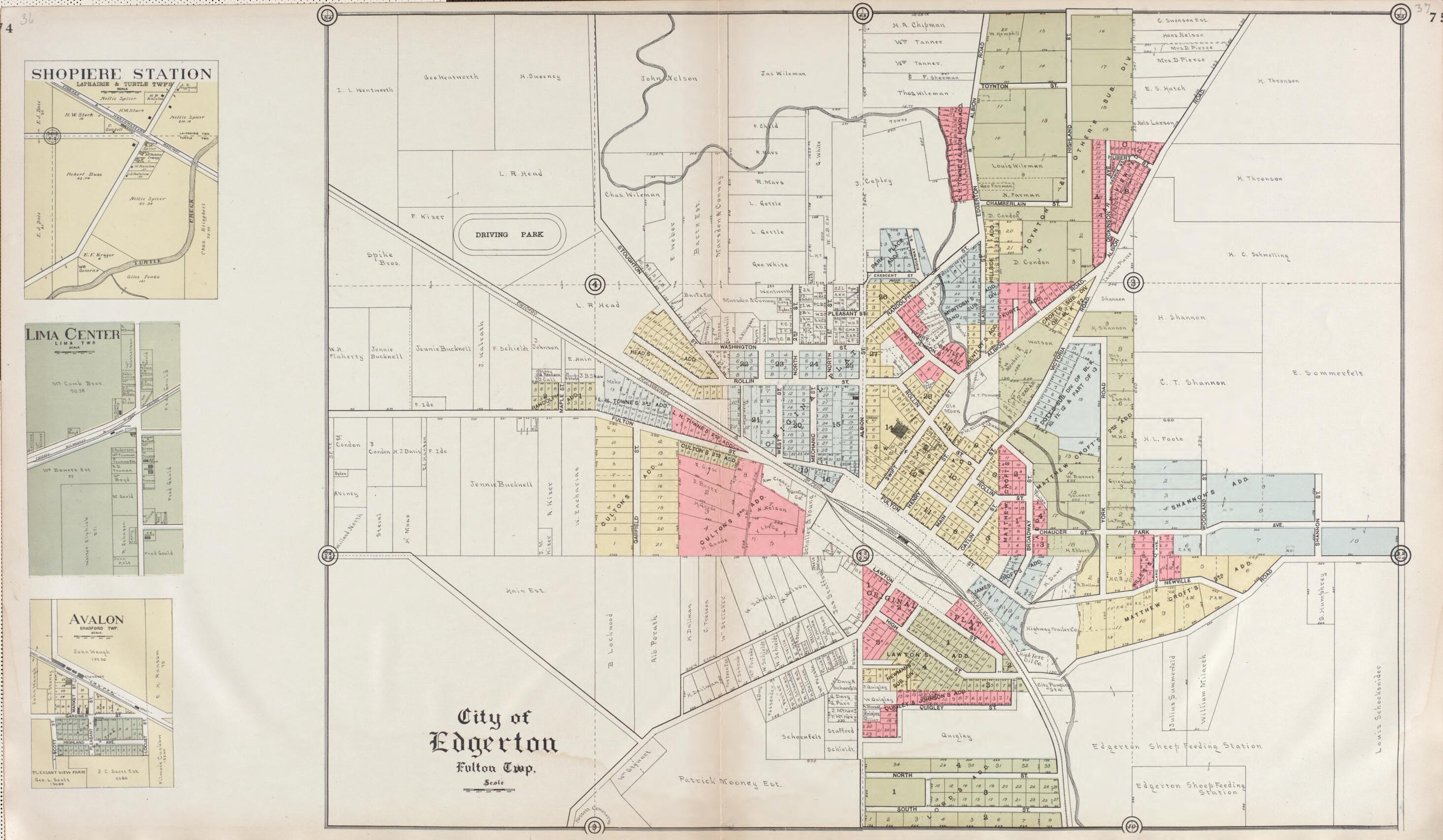 This old map of Shopiere Station - Lima Center - Avalon - City of Edgerton from Standard Atlas of Rock County, Wisconsin from 1917 was created by Hennessey & Co in 1917