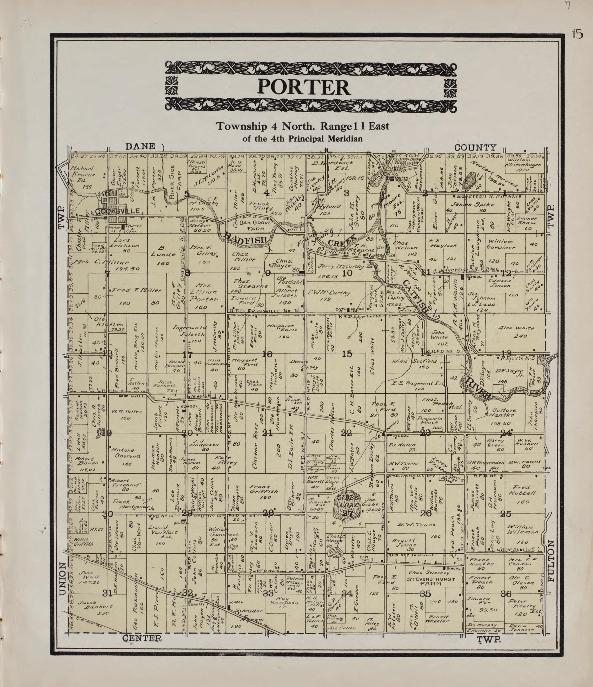 This old map of Porter from Standard Atlas of Rock County, Wisconsin from 1917 was created by Hennessey & Co in 1917