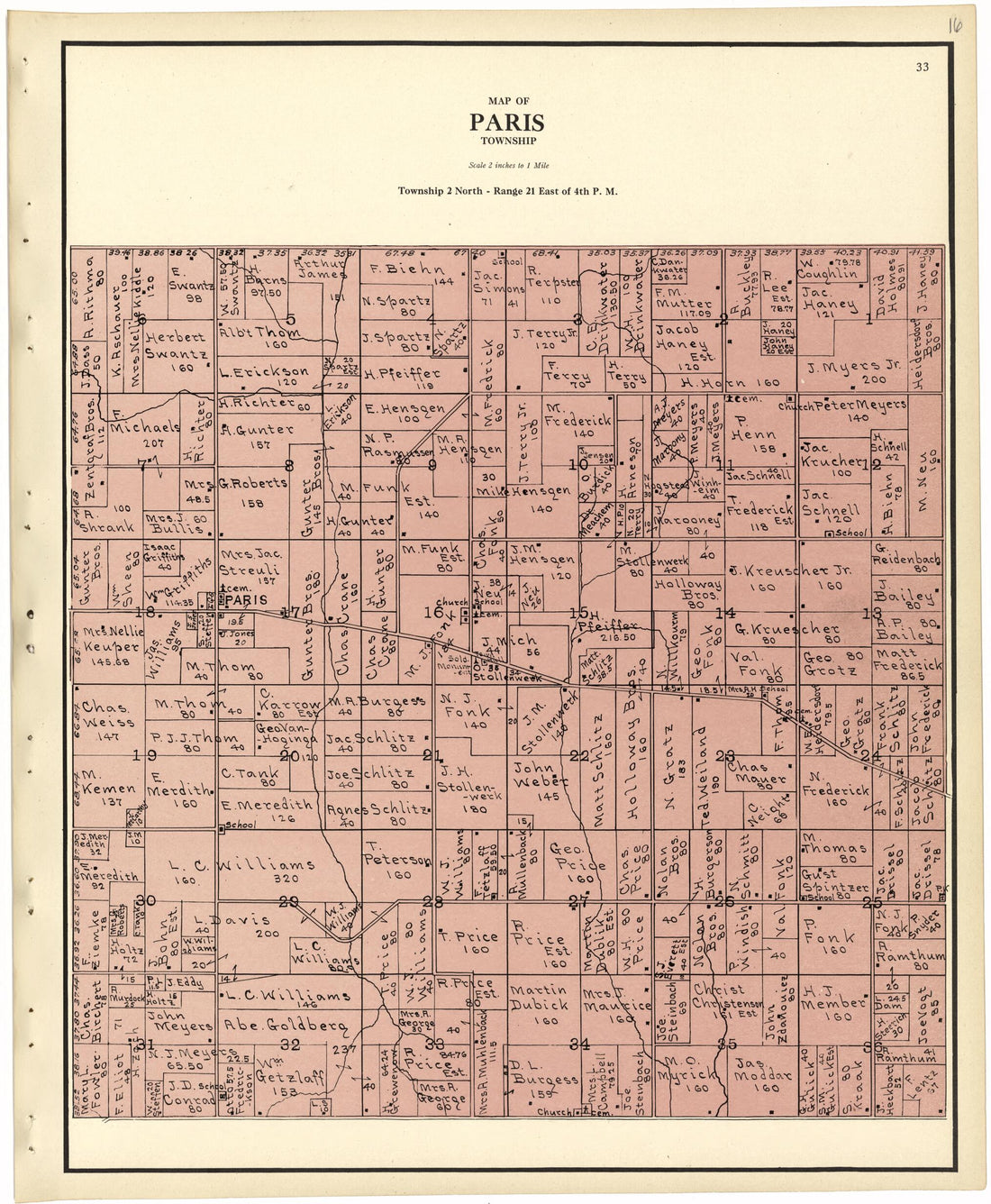 This old map of Map of Paris Township from Plat Book of Racine and Kenosha Counties, Wisconsin from 1924 was created by Western Printing and Lithographing Company in 1924