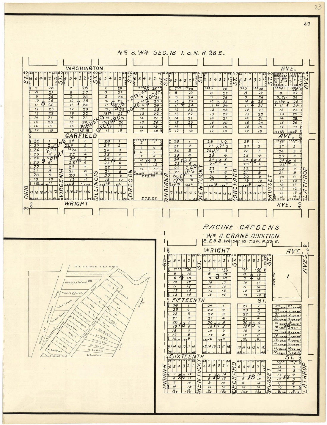 This old map of Racine Gardens Wm A.Crane Addition from Plat Book of Racine and Kenosha Counties, Wisconsin from 1924 was created by Western Printing and Lithographing Company in 1924