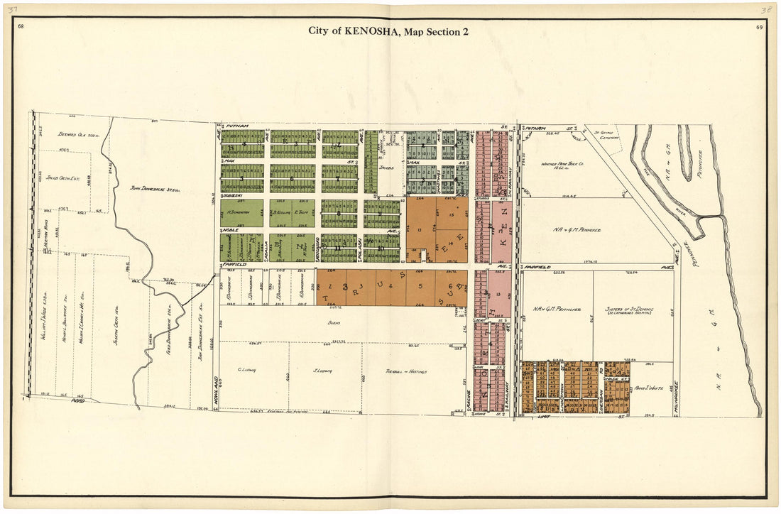 This old map of City of Kenosha, Map Section 2 from Plat Book of Racine and Kenosha Counties, Wisconsin from 1924 was created by Western Printing and Lithographing Company in 1924