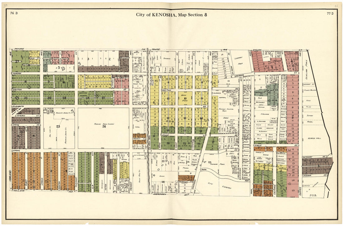 This old map of City of Kenosha, Map Section 8 from Plat Book of Racine and Kenosha Counties, Wisconsin from 1924 was created by Western Printing and Lithographing Company in 1924