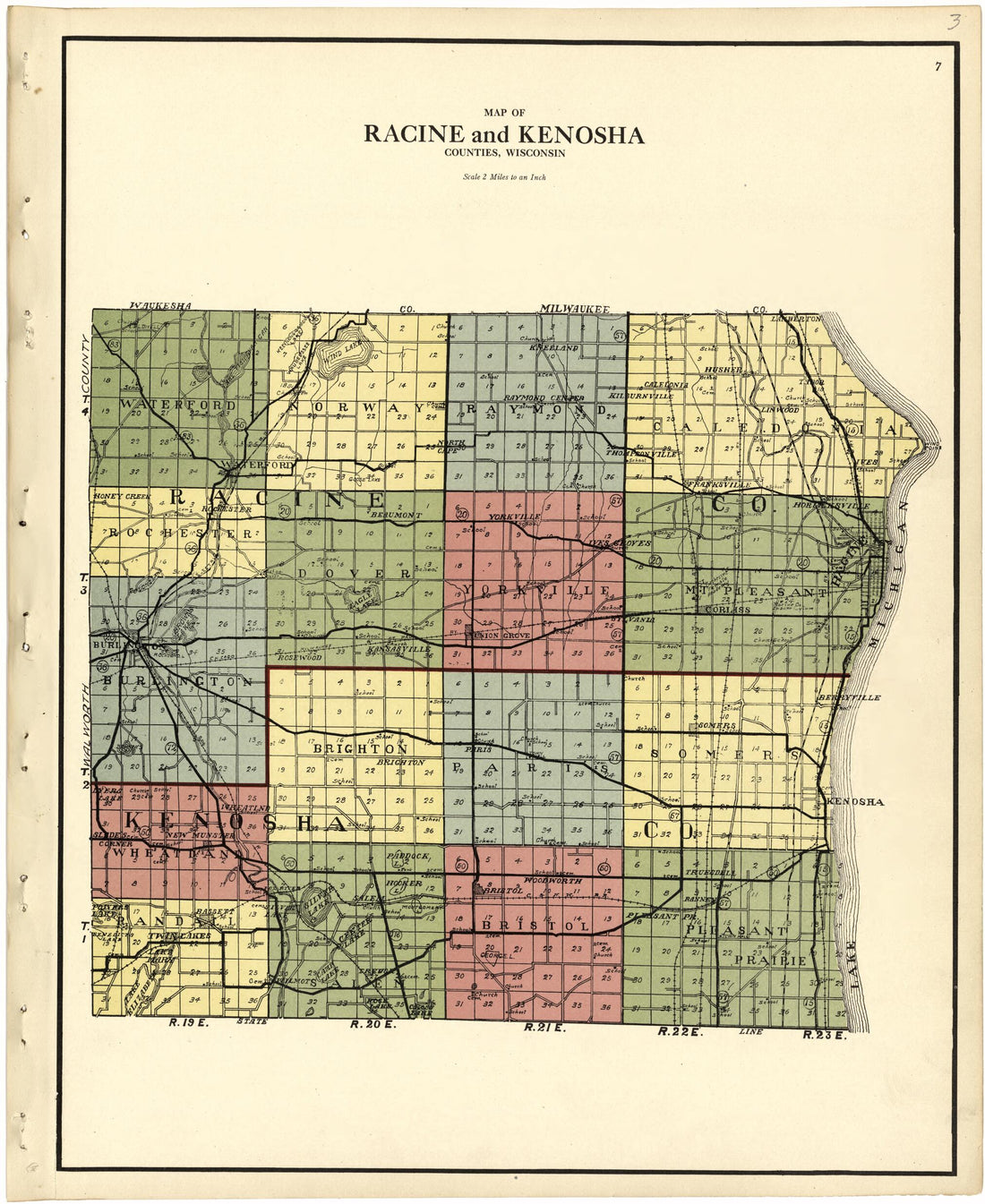 This old map of Map of Racine and Kenosha Counties, Wisconsin from Plat Book of Racine and Kenosha Counties, Wisconsin from 1924 was created by Western Printing and Lithographing Company in 1924