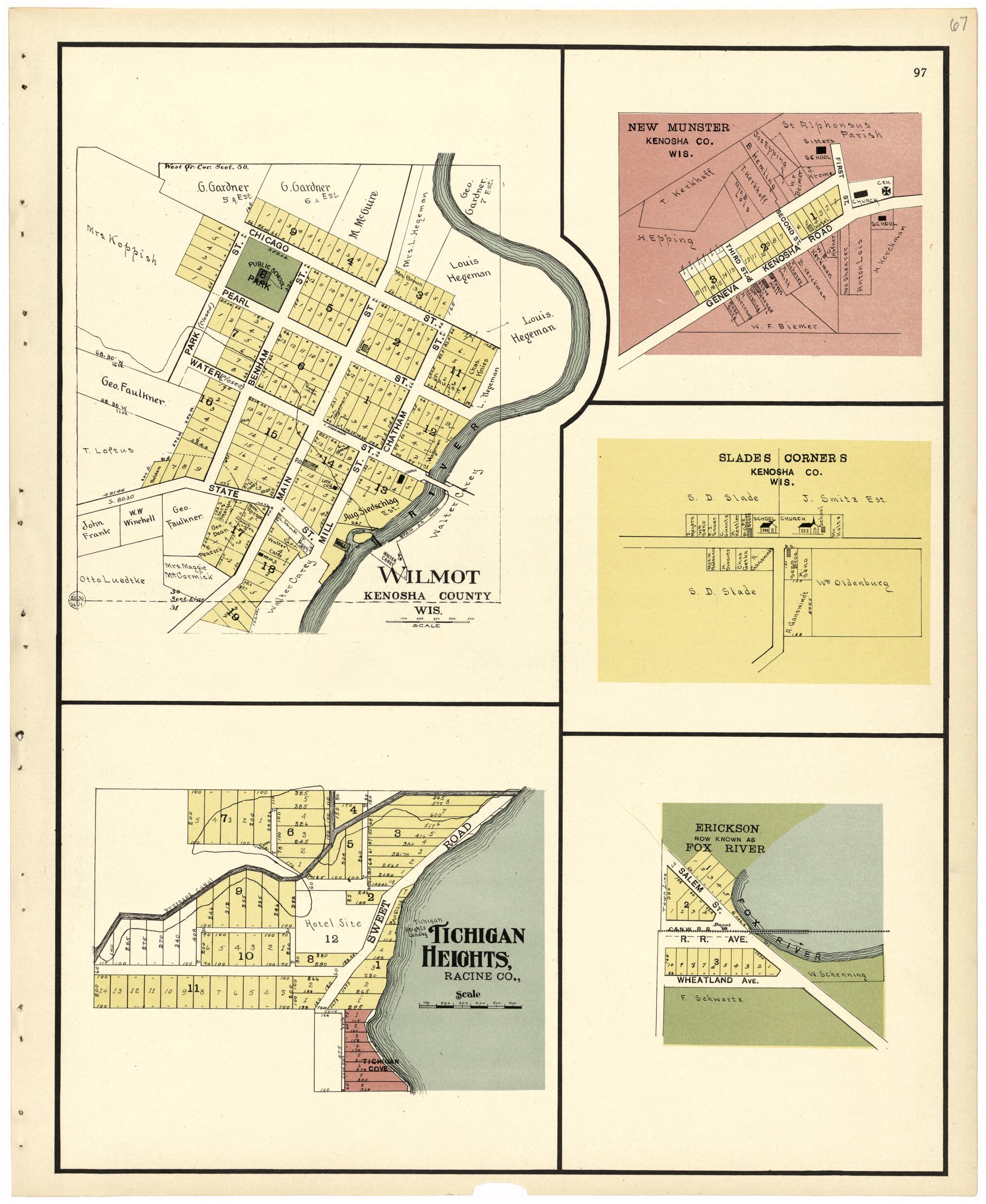 This old map of Wilmot; Tichigan Heights from Plat Book of Racine and Kenosha Counties, Wisconsin from 1924 was created by Western Printing and Lithographing Company in 1924
