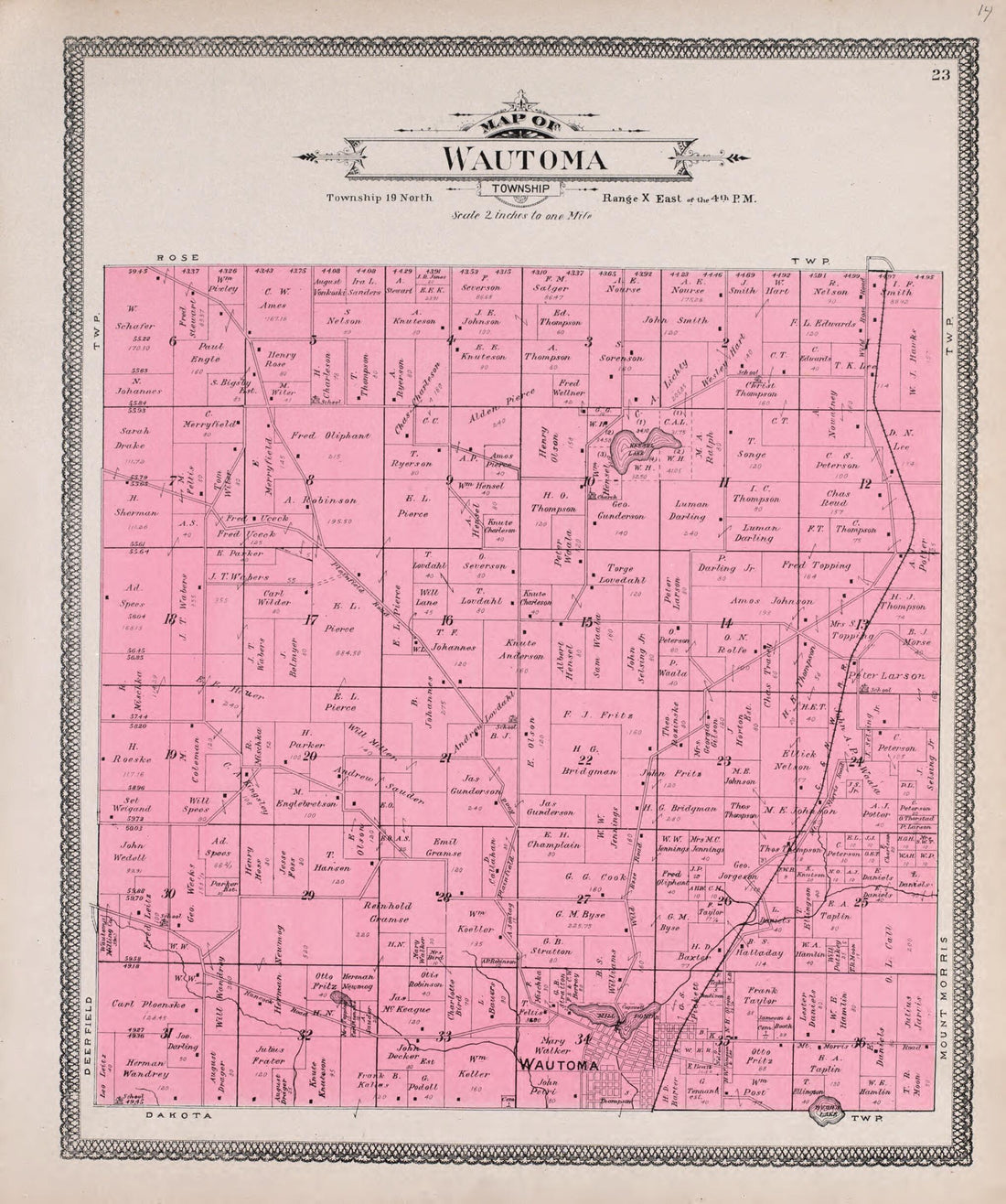 This old map of Wautoma from Atlas of Waushara County, Wisconsin from 1906 was created by W. (William) Wangersheim in 1906