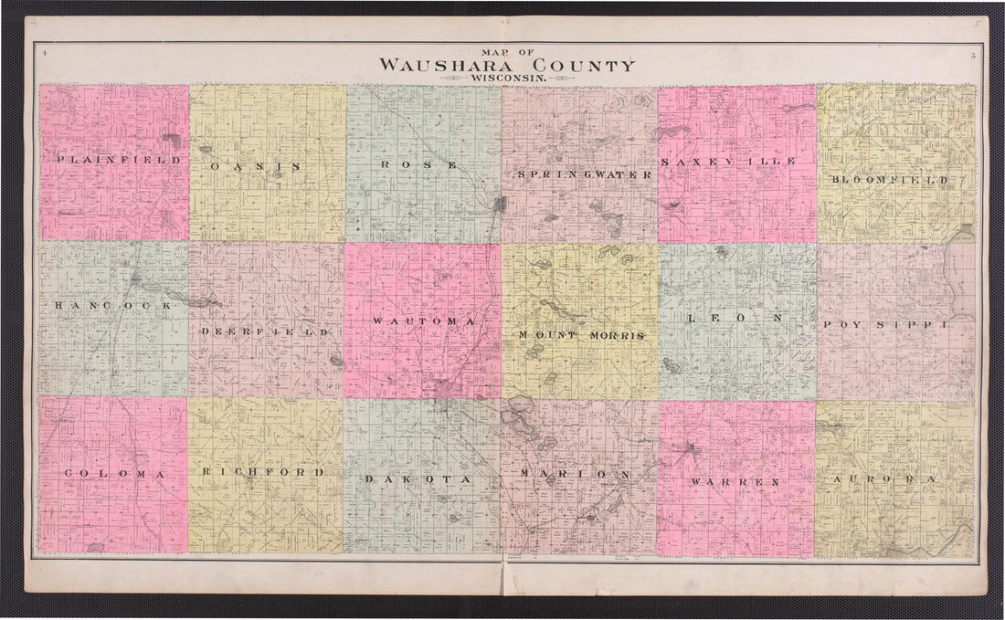This old map of Waushara County from Atlas of Waushara County, Wisconsin from 1906 was created by W. (William) Wangersheim in 1906